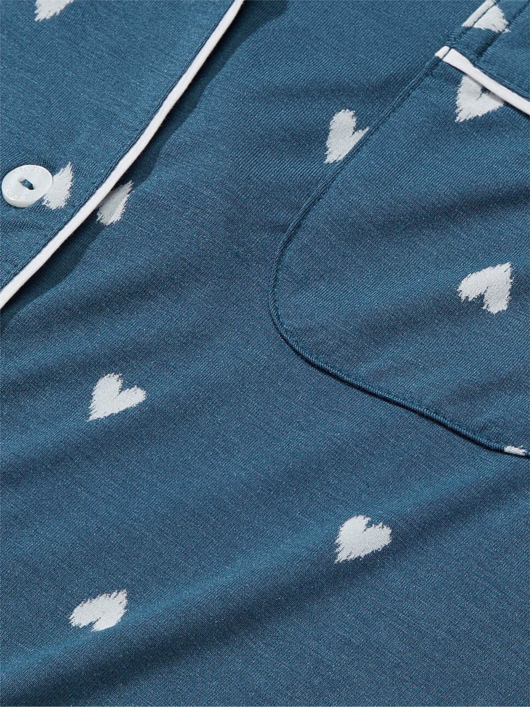 Midnight Sea Blue Hearts Modal Long Pyjamas - Image 4 of 4