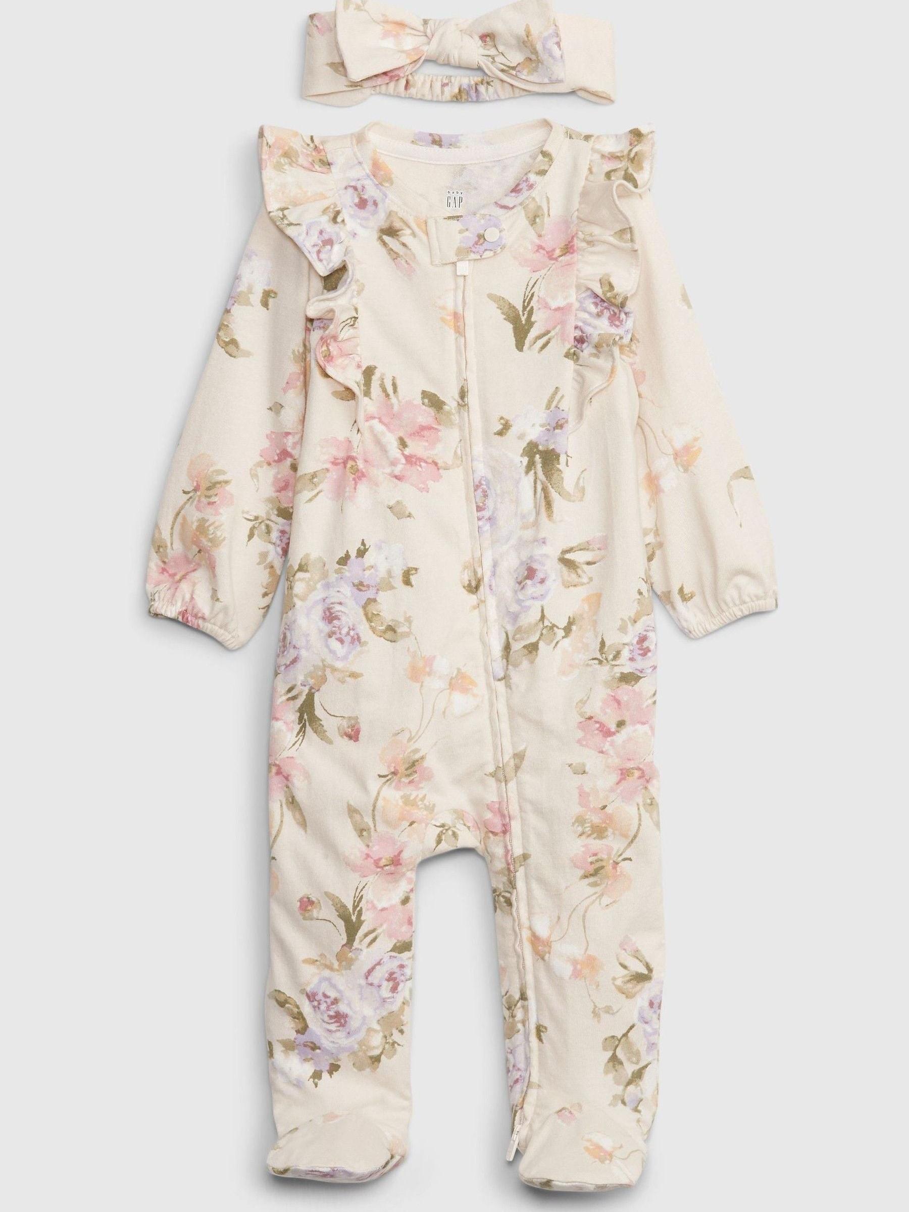 Cream Love Shack Fancy Floral Baby Sleepsuit - Image 1 of 1