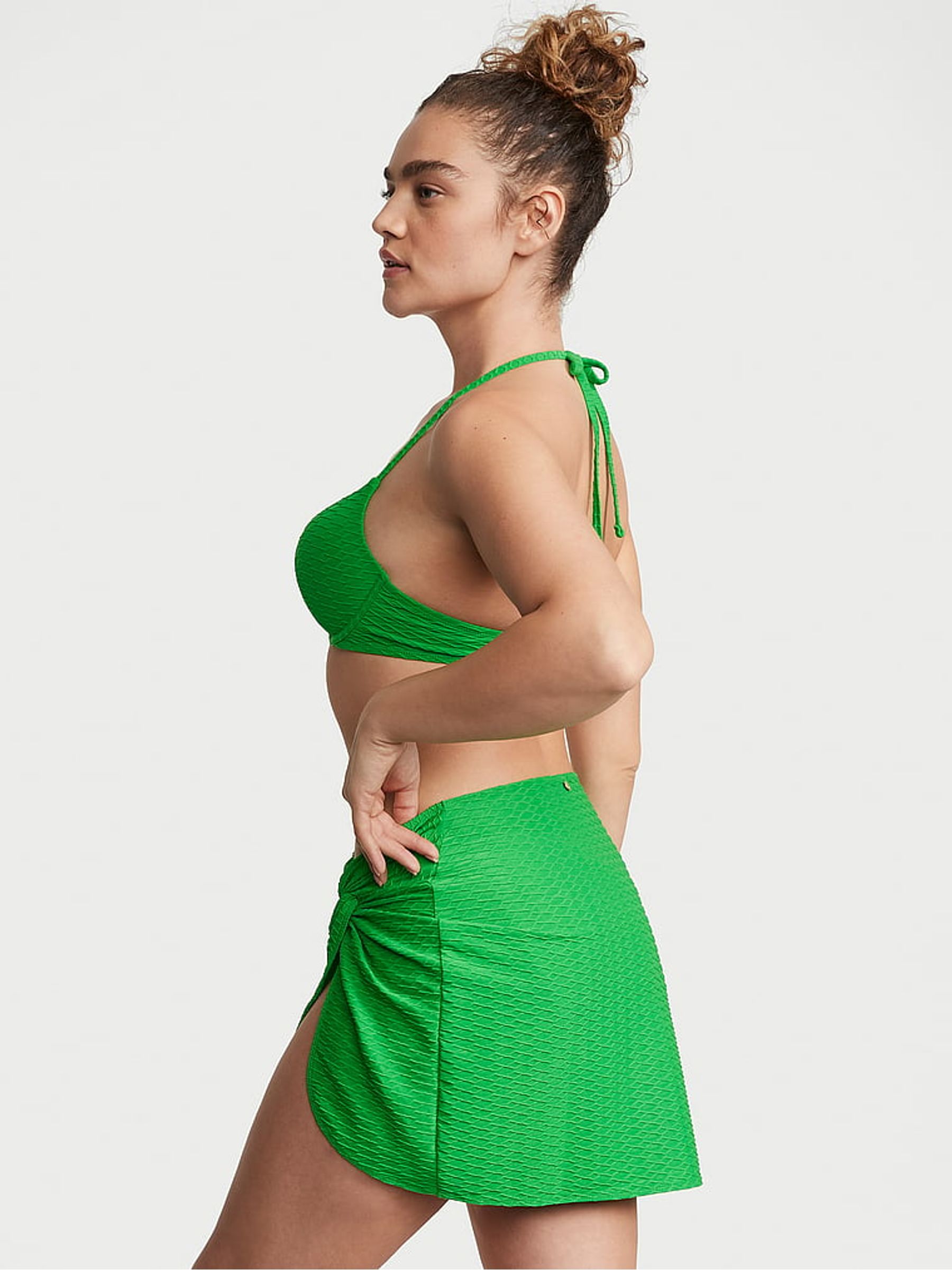 Green Fishnet Add 2 Cups Push Up Swim Bikini Top - Image 2 of 3