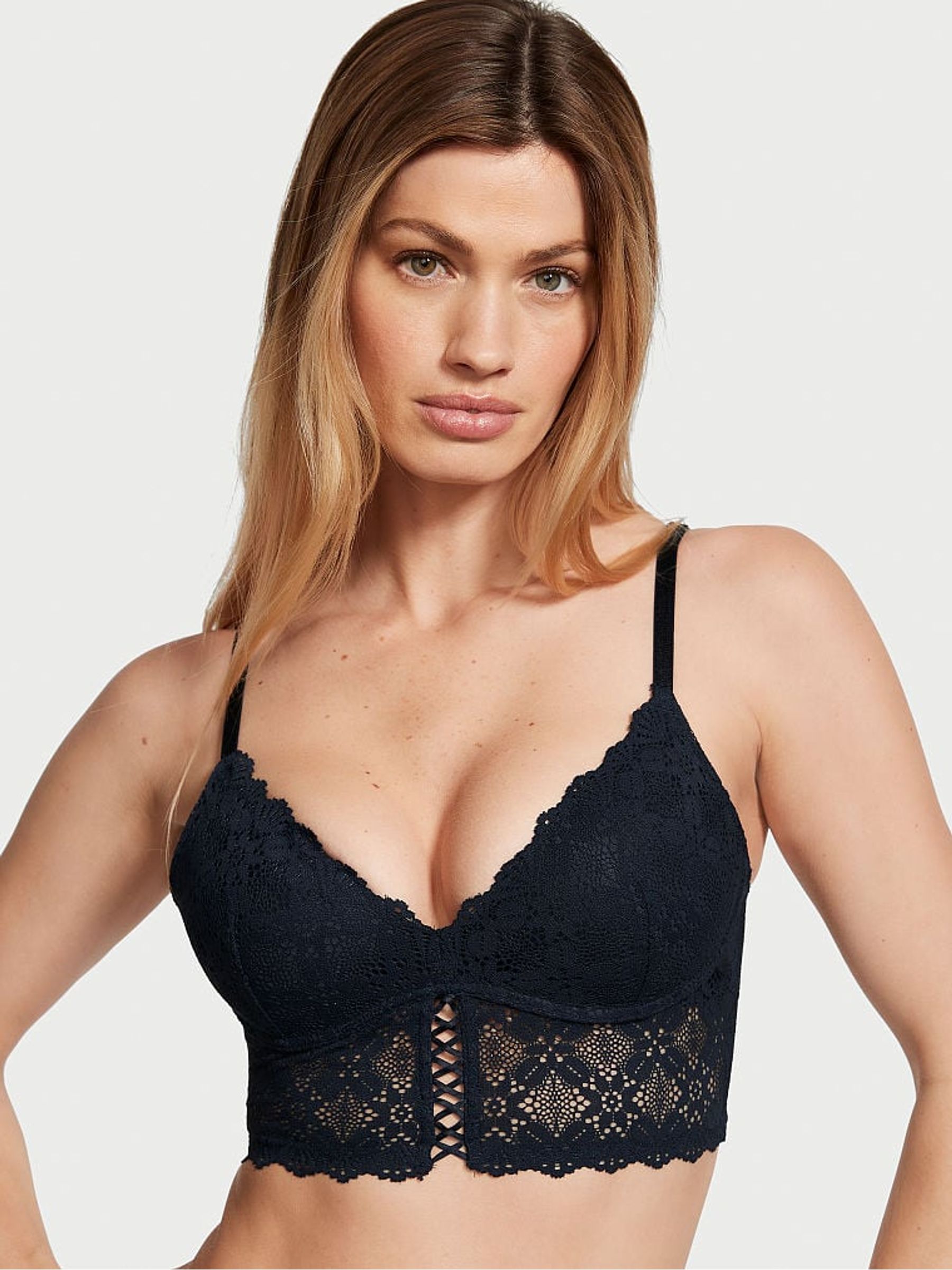 Noir Navy Blue Crochet Lace Push Up Bra - Image 1 of 3