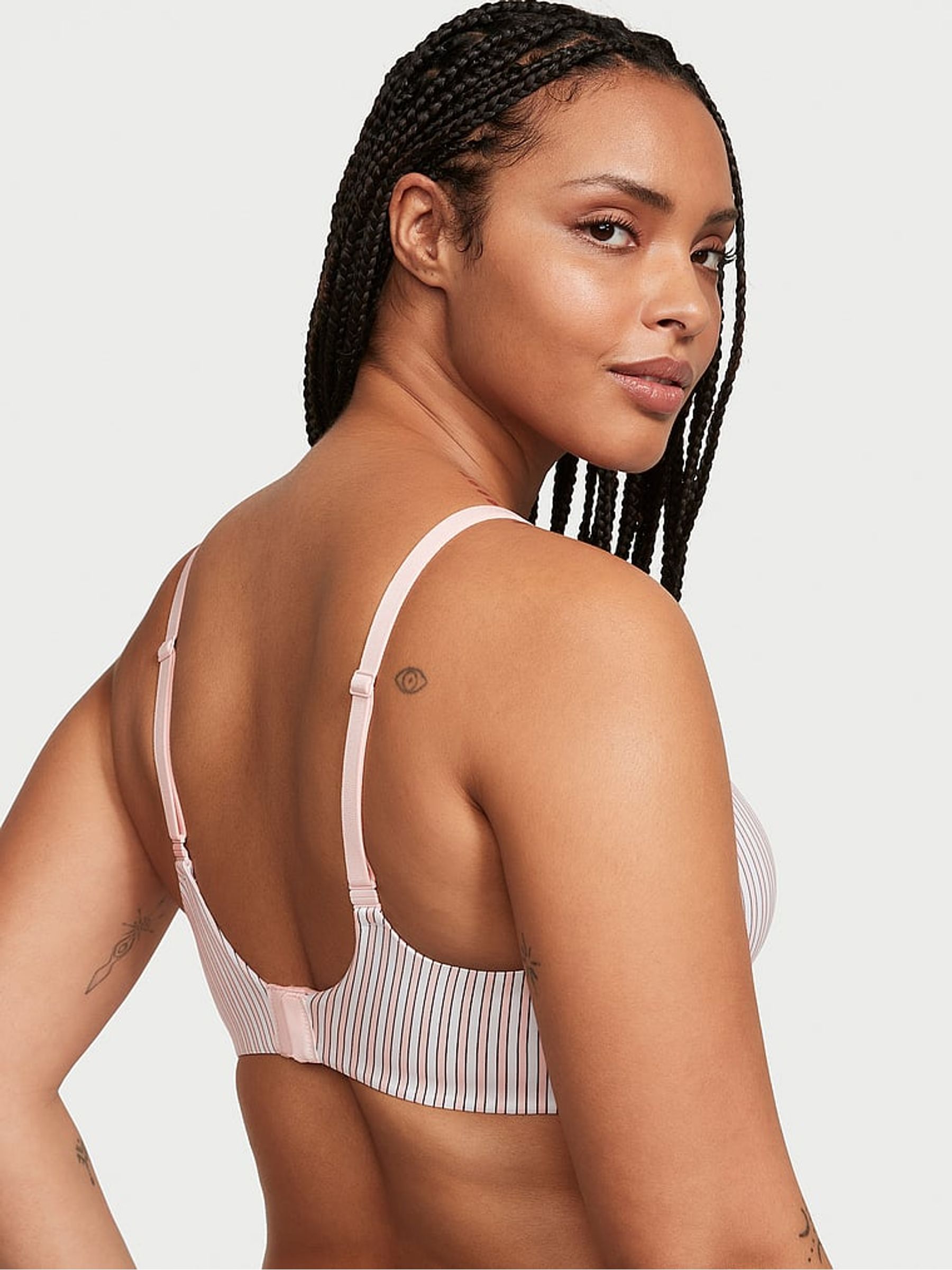 Simple Stripe Pink Full Cup Push Up Bra - Image 2 of 3