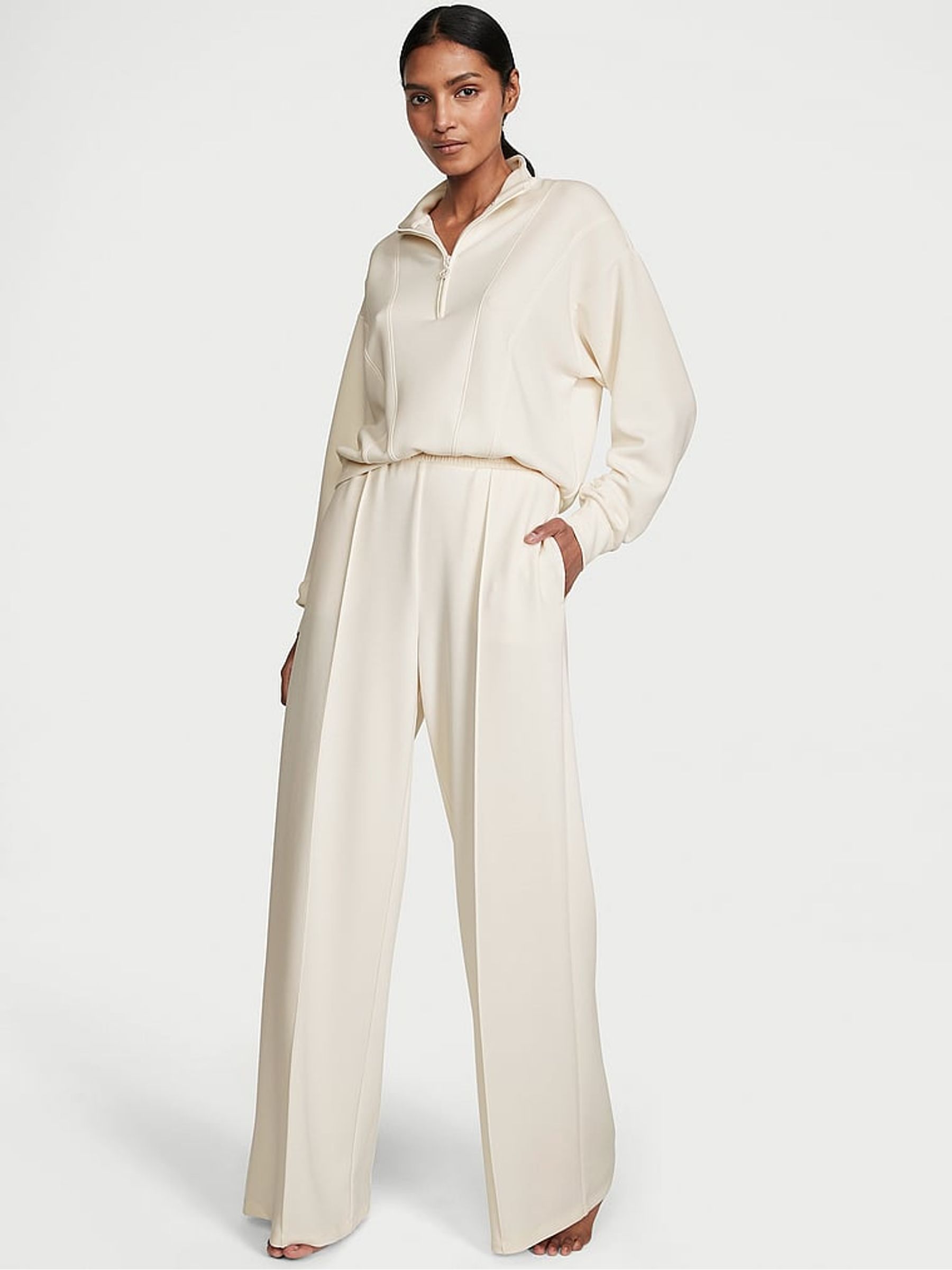 Cream Modal Wide Leg Jogger - Image 1 of 3