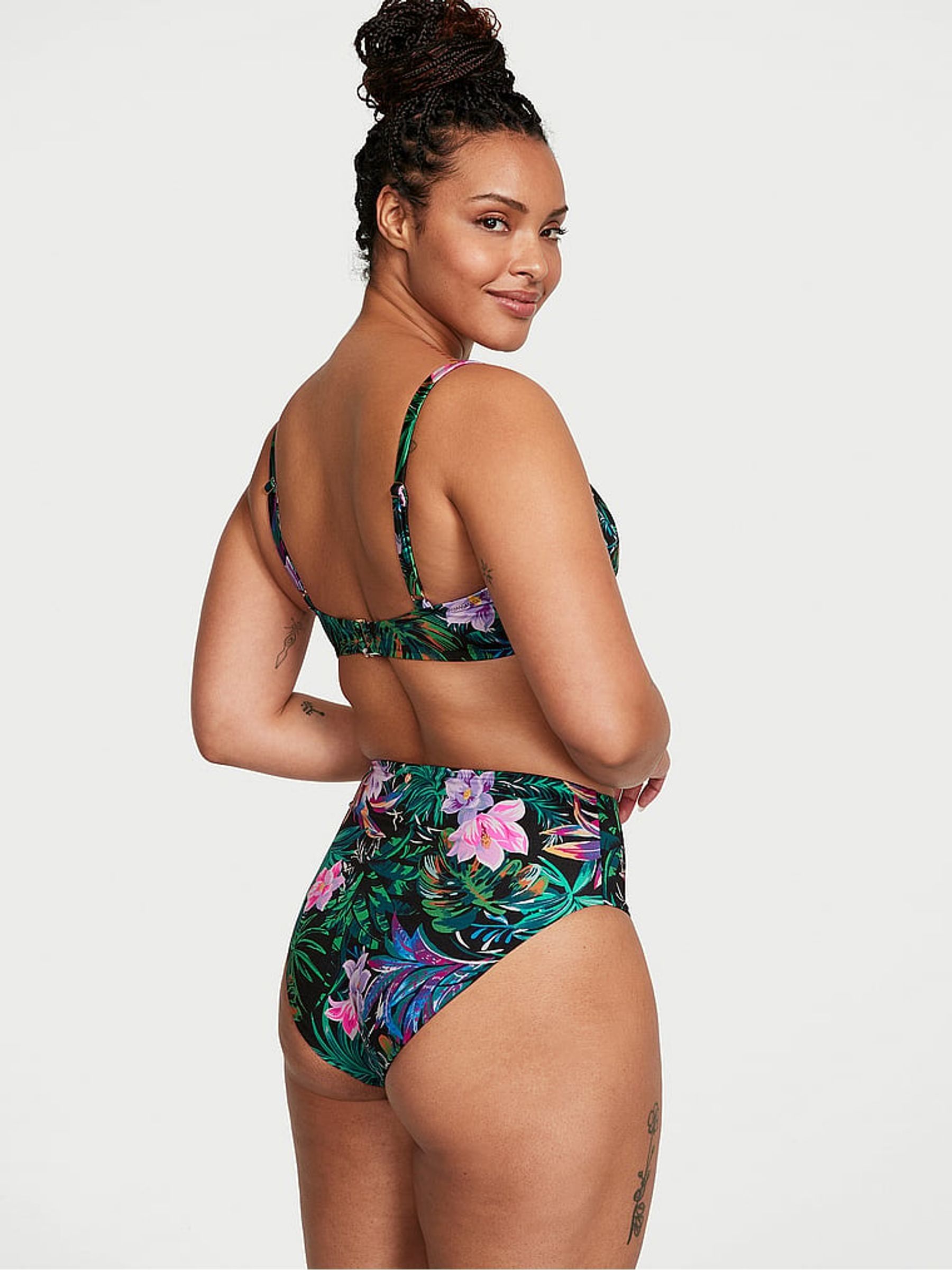 Black Palm High Waisted Swim Bikini Bottom - Image 2 of 3
