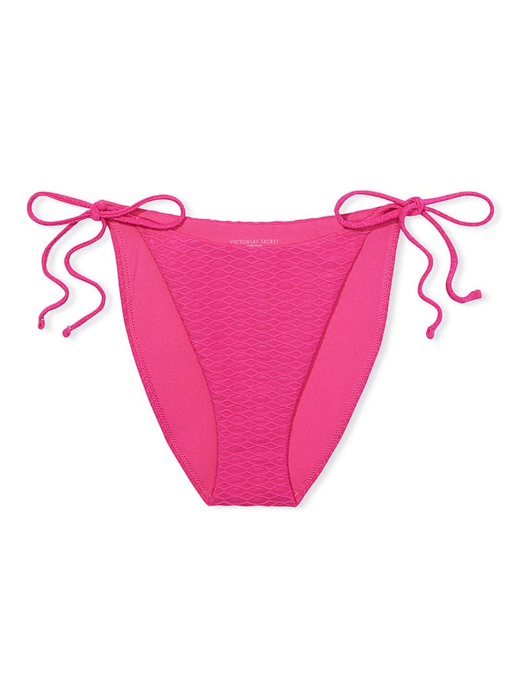 Forever Pink Fishnet Tie Side High Leg Swim Bikini Bottom - Image 3 of 3