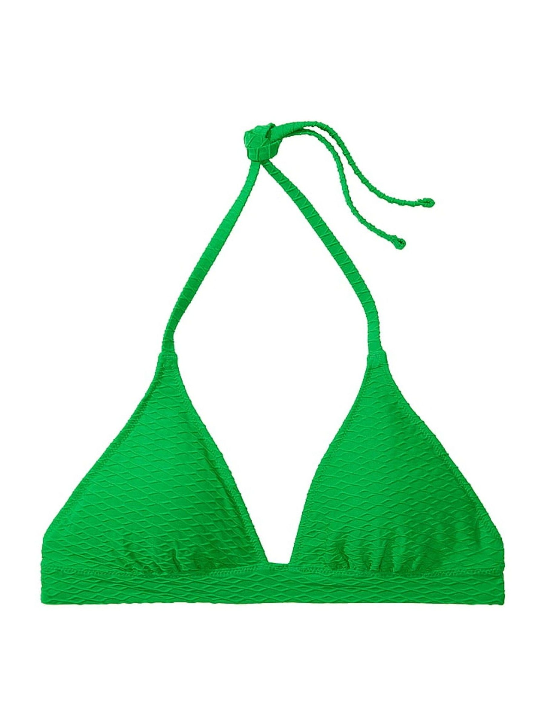 Green Fishnet Halter Swim Bikini Top - Image 3 of 3