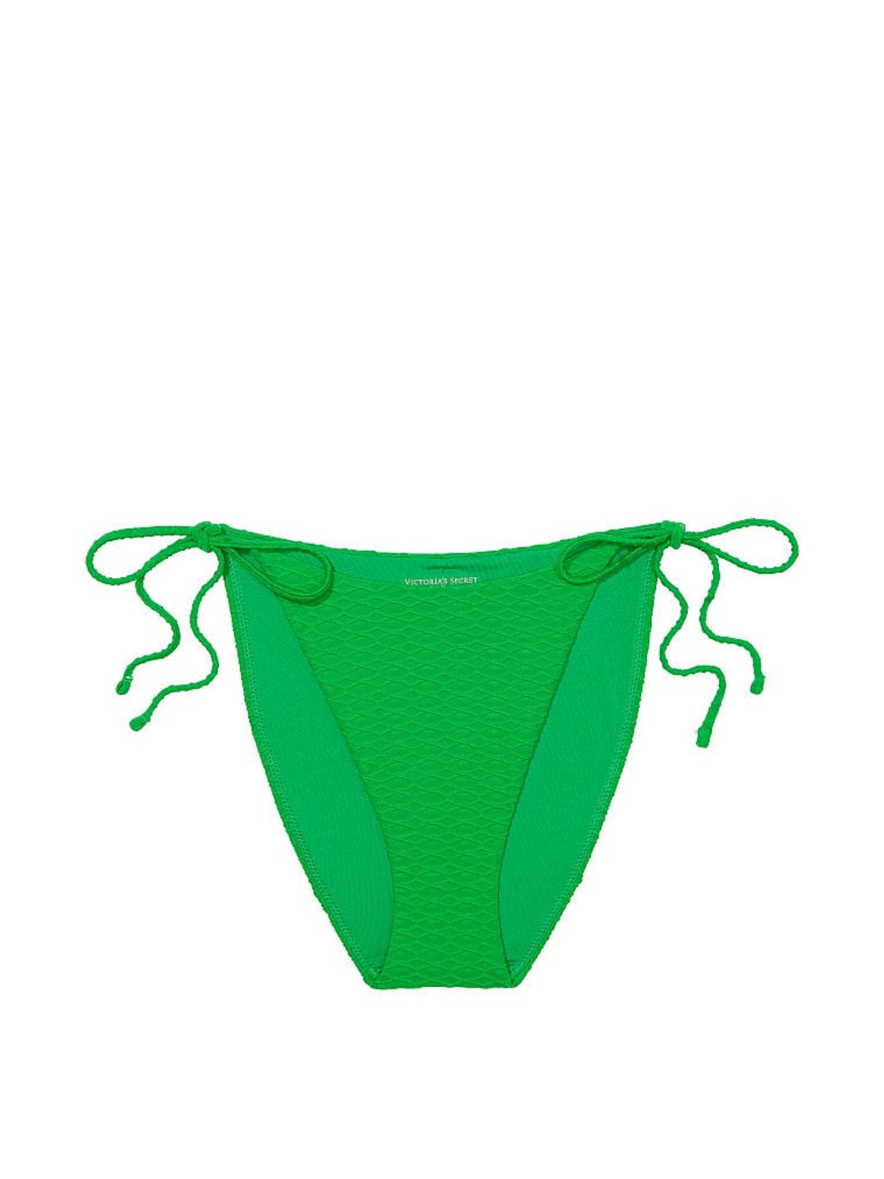 Green Fishnet Tie Side High Leg Swim Bikini Bottom - Image 1 of 2