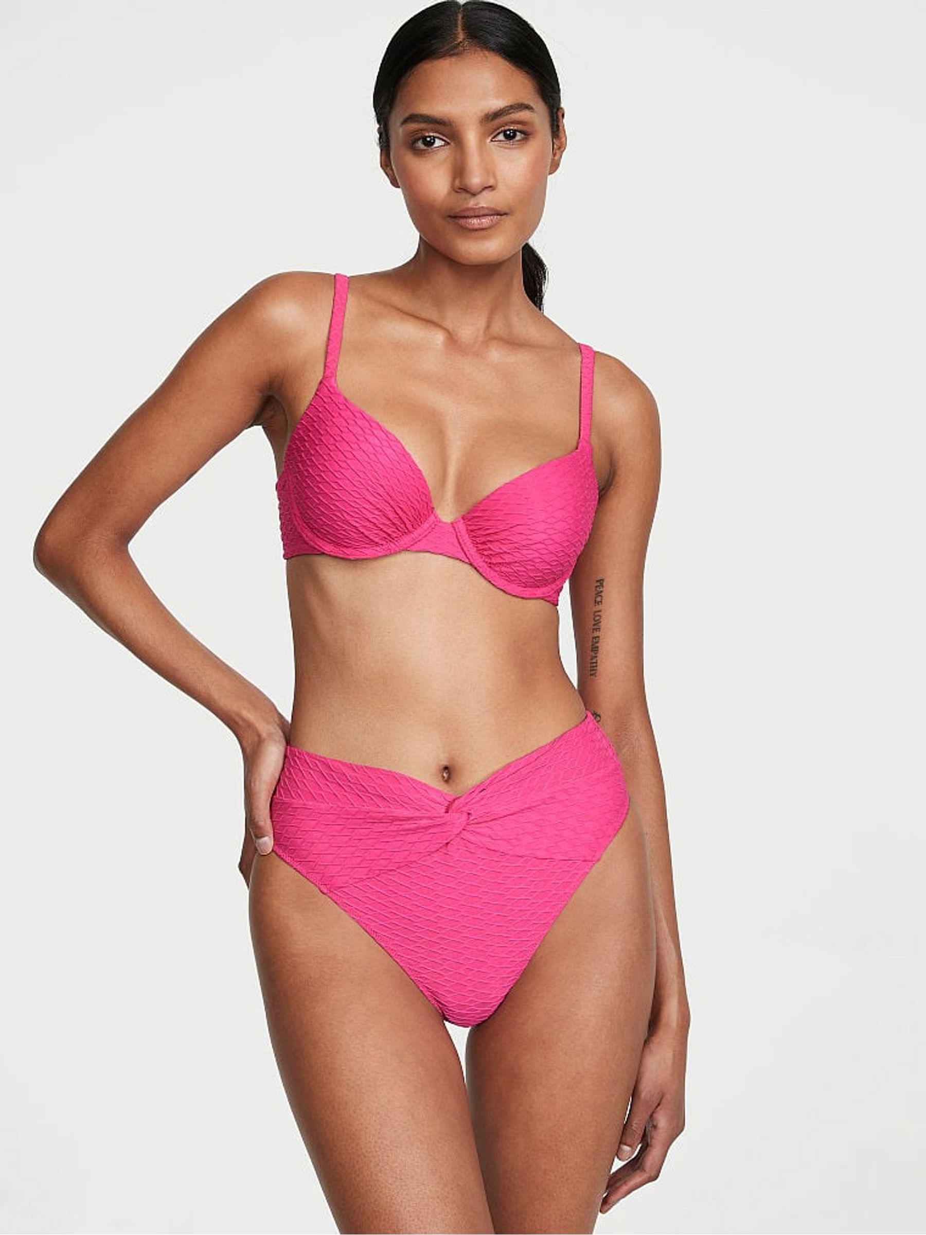 Forever Pink Fishnet High Leg Swim Bikini Bottom - Image 1 of 3