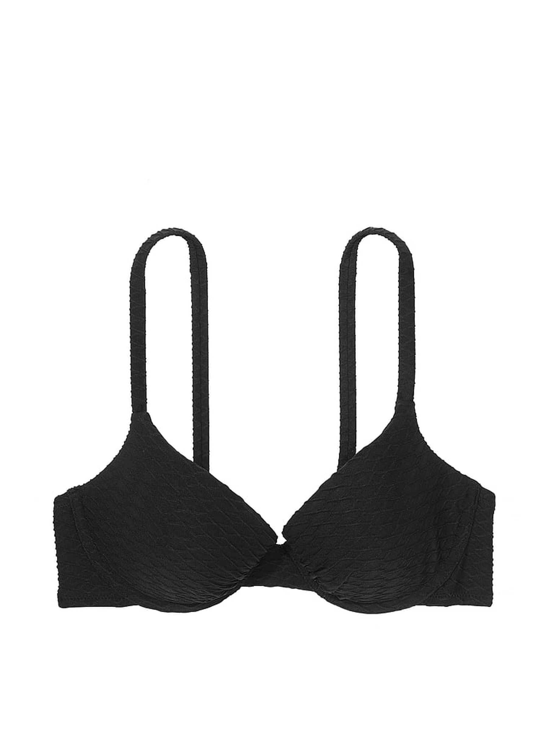 Black Fishnet Padded Swim Bikini Top - Image 3 of 4