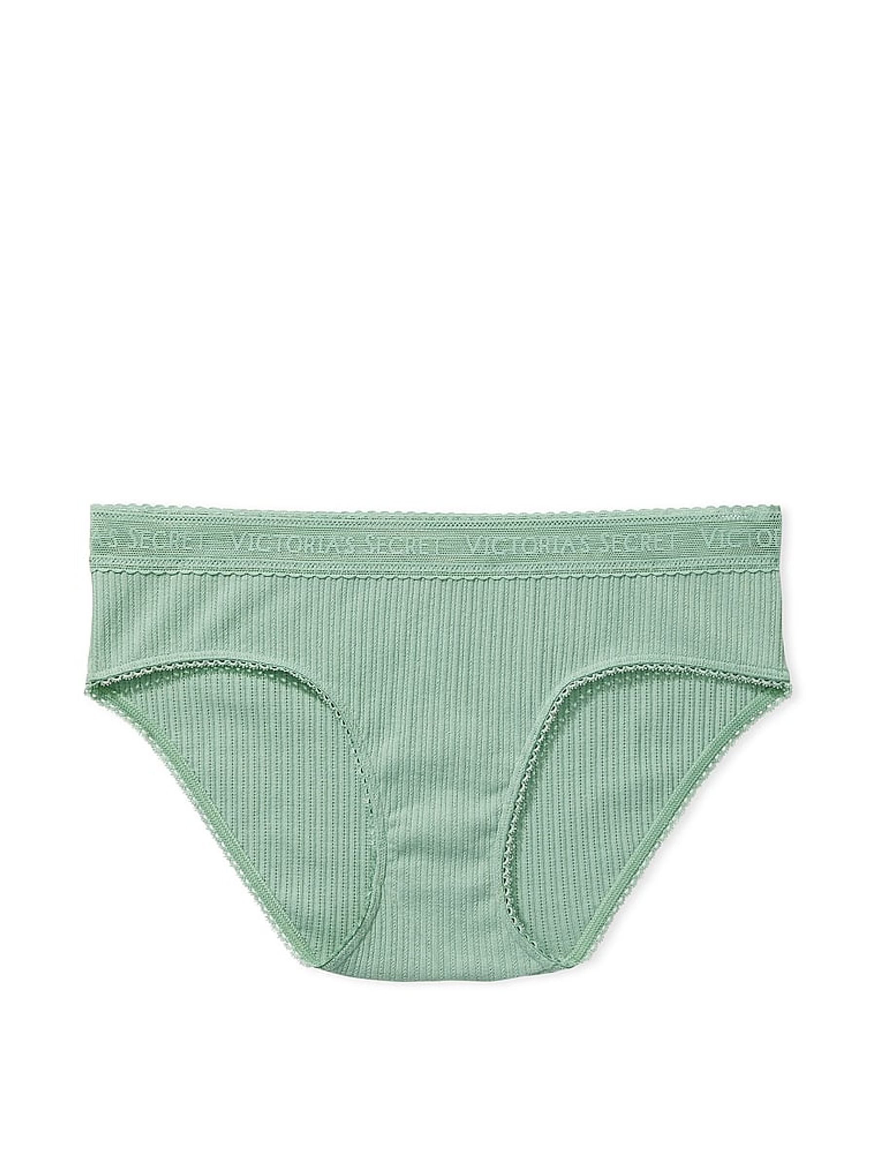 Seasalt Green Pointelle Hipster Logo Cotton Knickers - Image 3 of 3