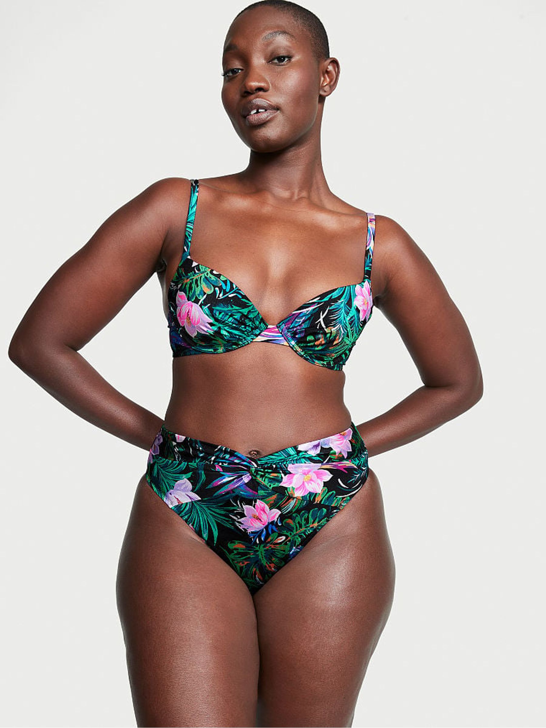 Black Palm Push Up Swim Bikini Top - Image 1 of 3