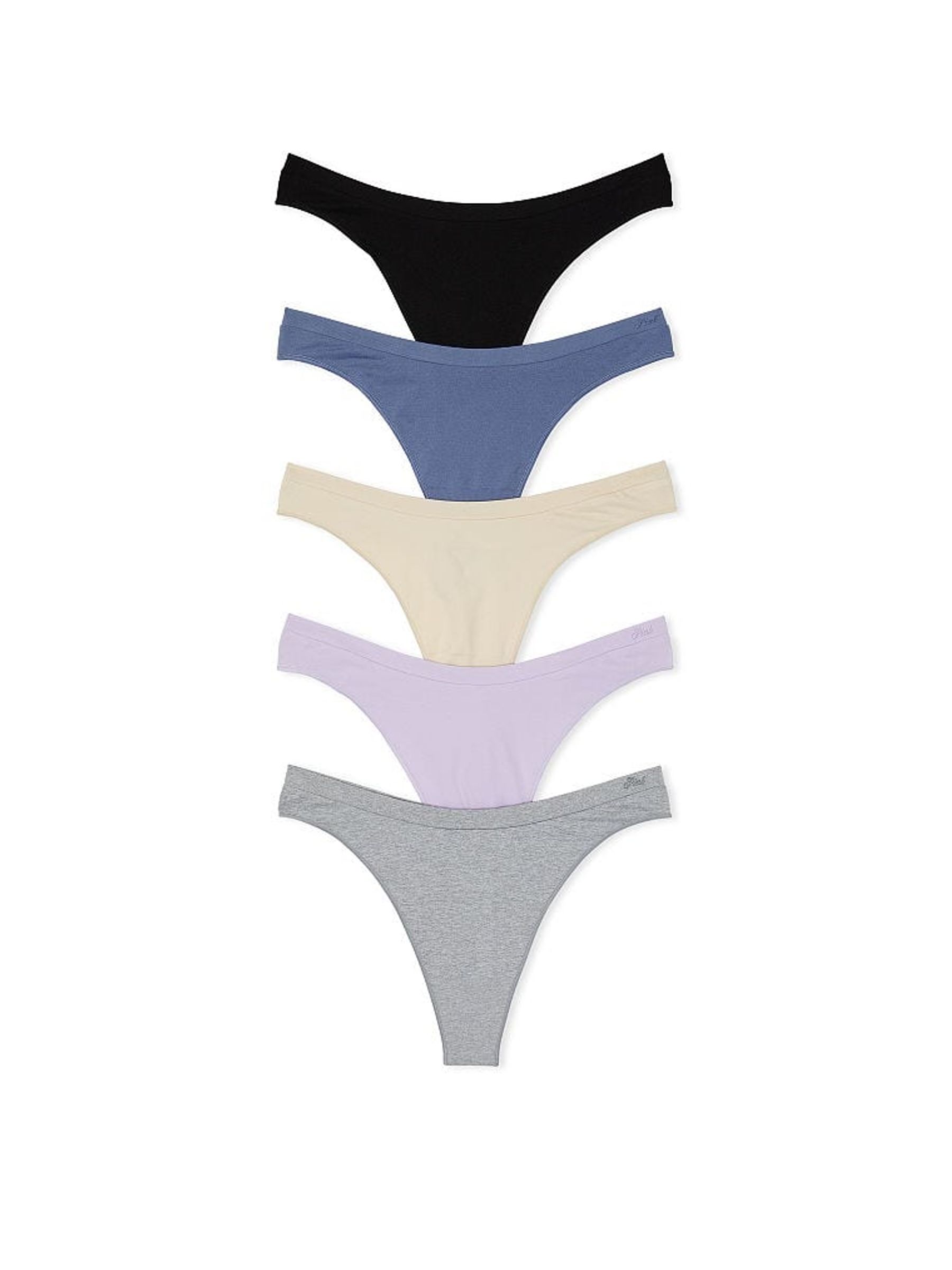 Black/Blue/Nude/Purple/Grey Thong 5 Pack Knickers - Image 1 of 3