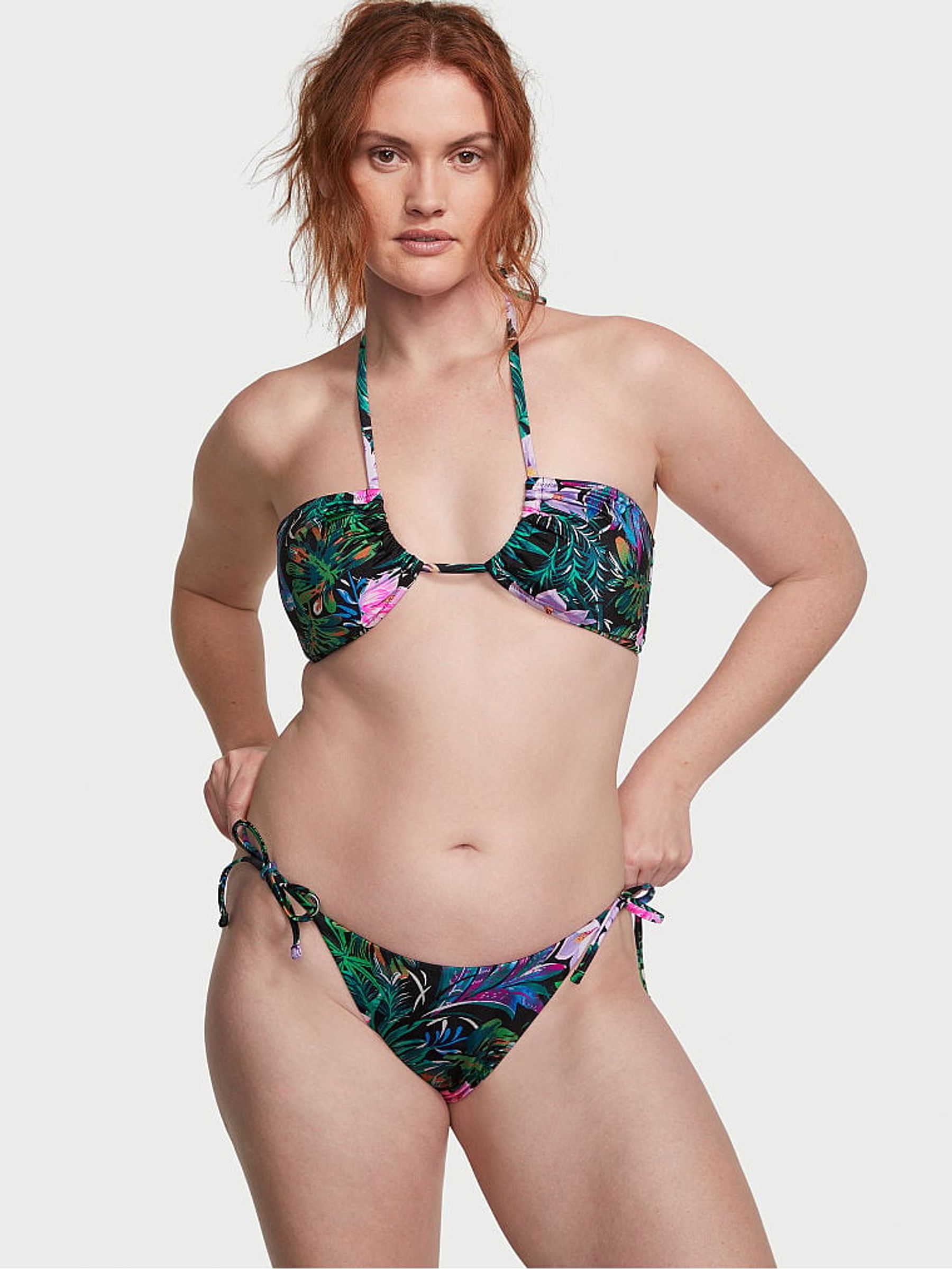 Black Palm Halter Swim Bikini Top - Image 1 of 3