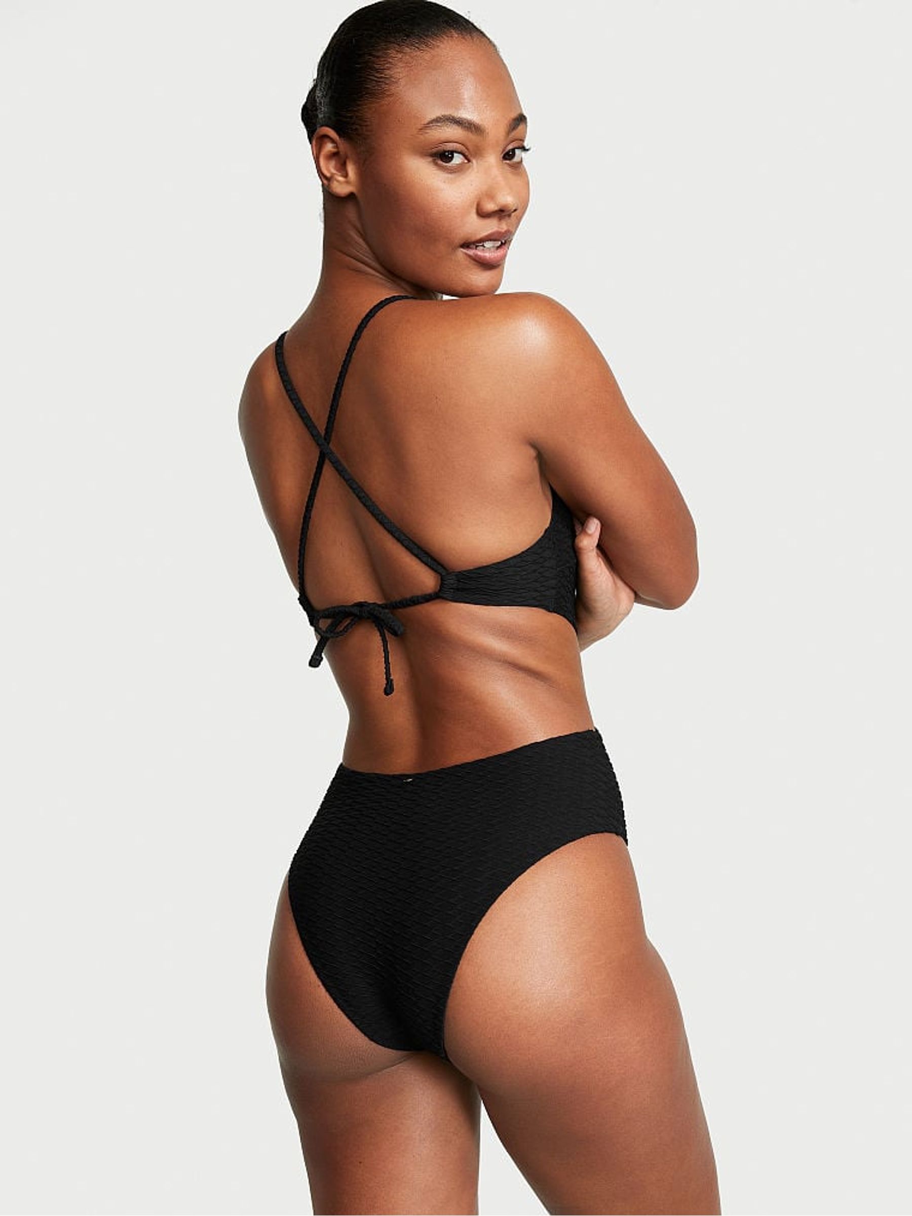 Black Fishnet Cutout Swimsuit - Image 2 of 3