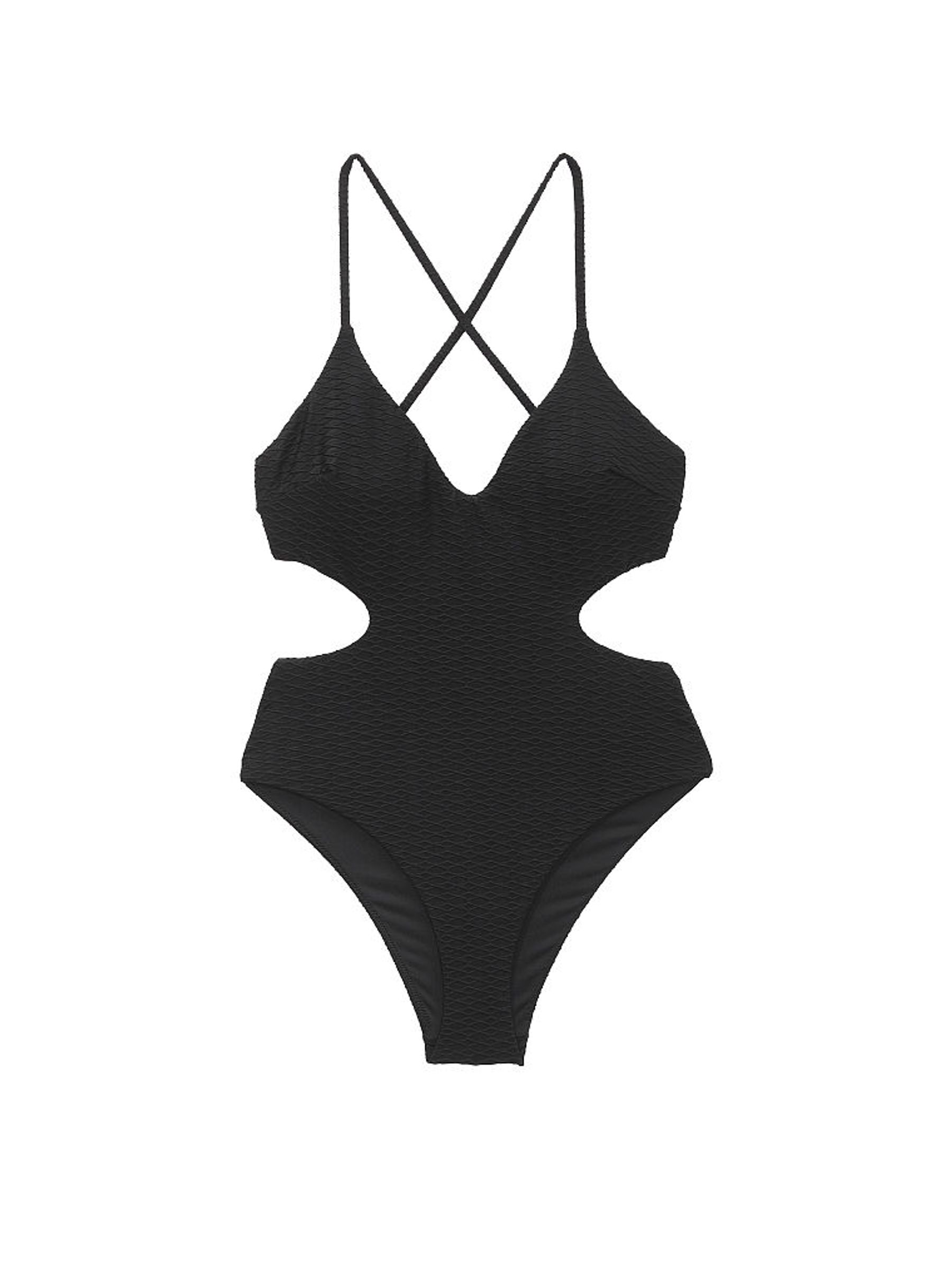 Black Fishnet Cutout Swimsuit - Image 3 of 3