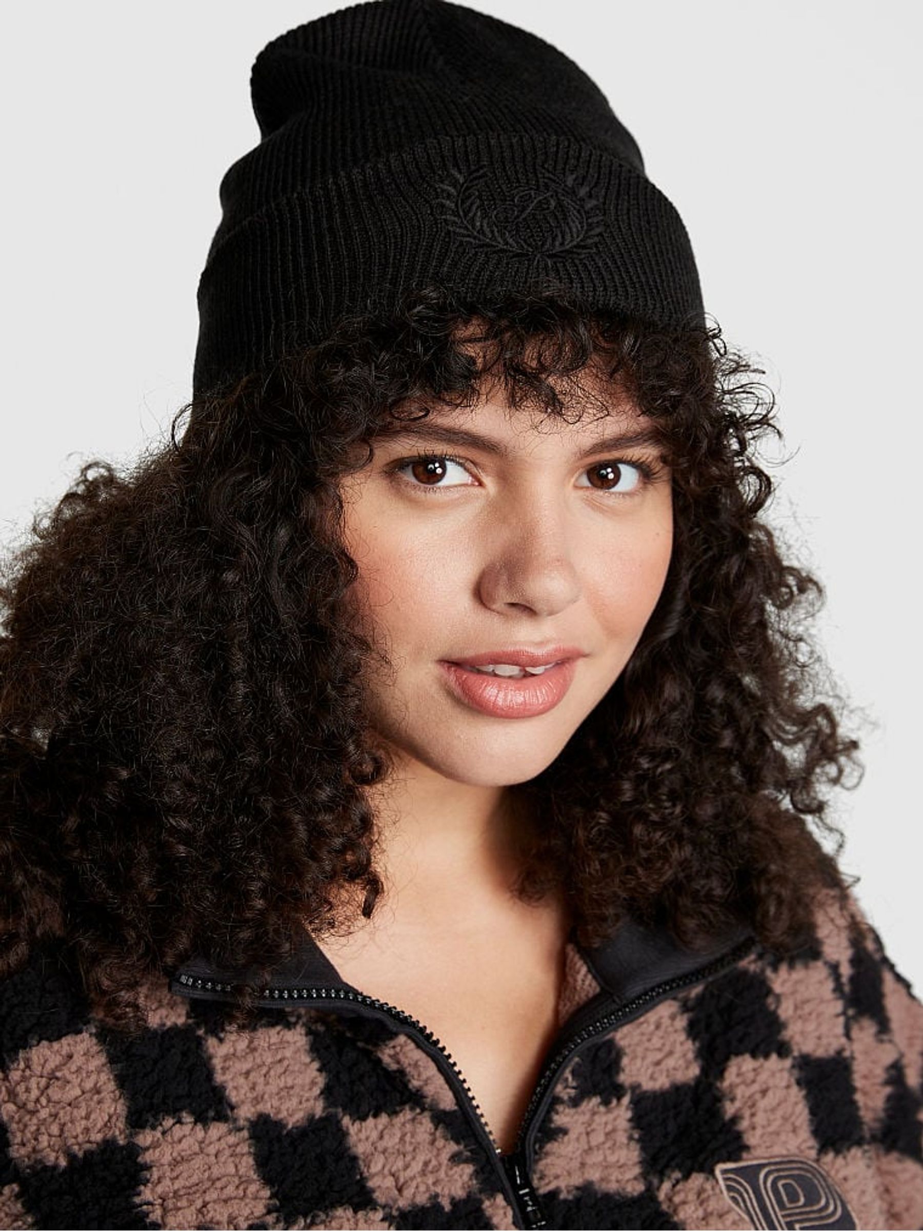 Pure Black Rib Beanie - Image 1 of 2