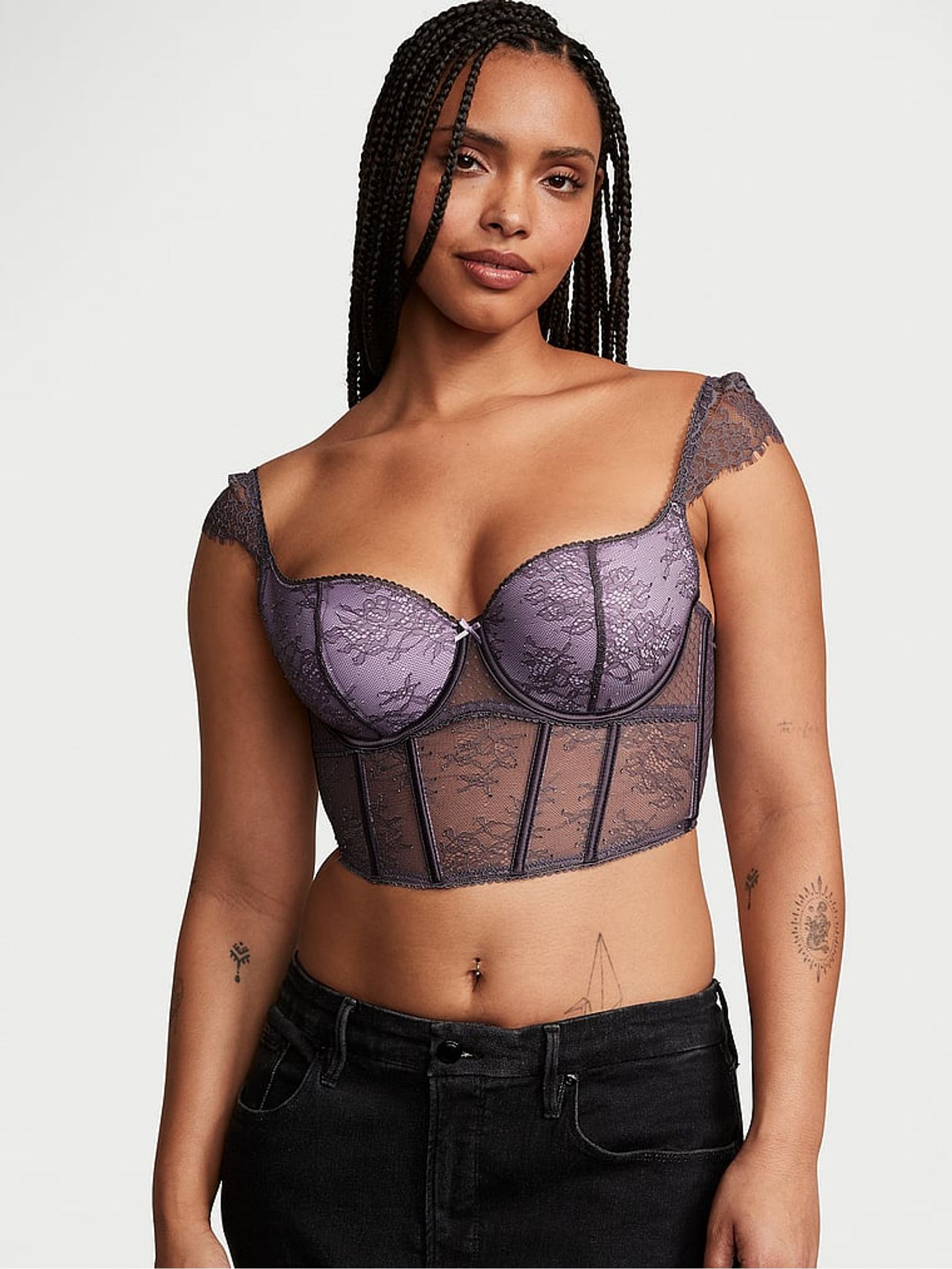 Tornado Purple Lace Corset Bra Top - Image 1 of 4
