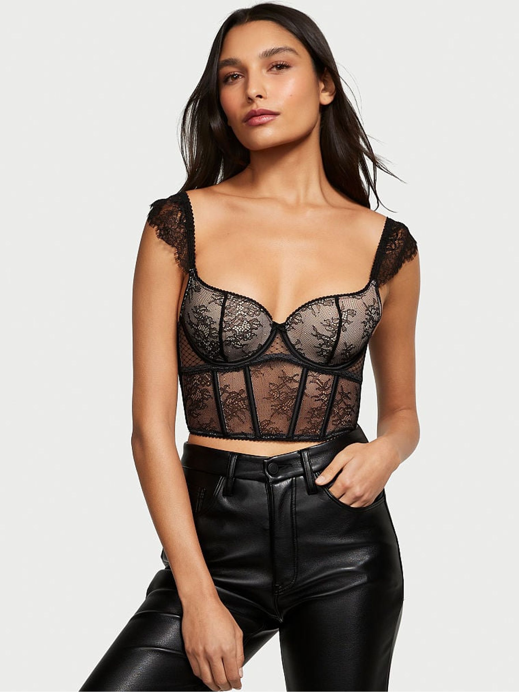 Black Lace Corset Bra Top - Image 3 of 3