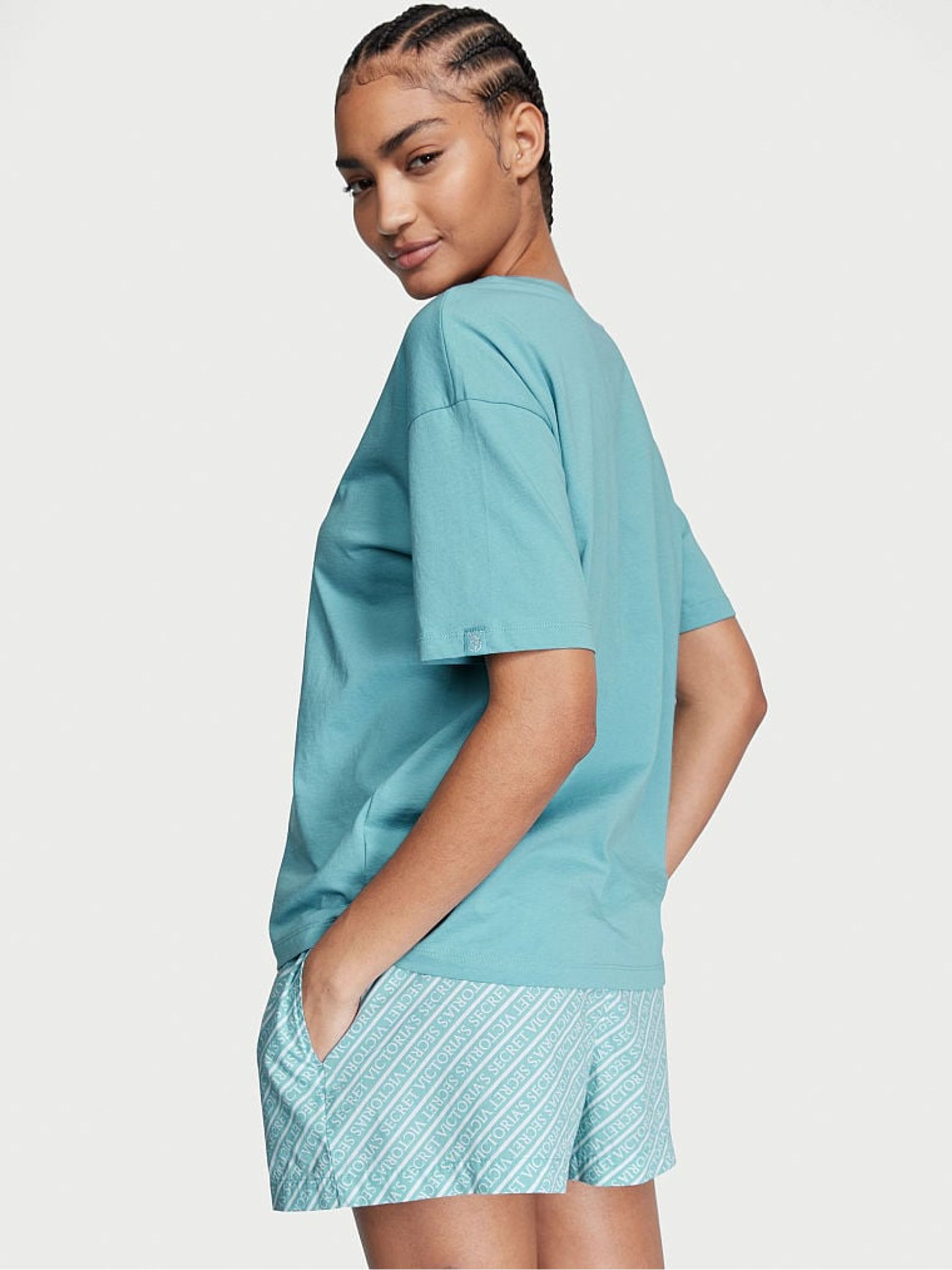 Blue Logo Stripe Cotton Short Pyjama Set - Image 2 of 3