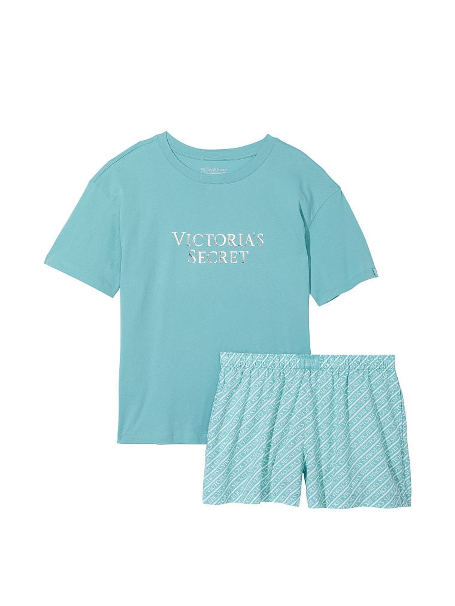 Blue Logo Stripe Cotton Short Pyjama Set - Image 3 of 3