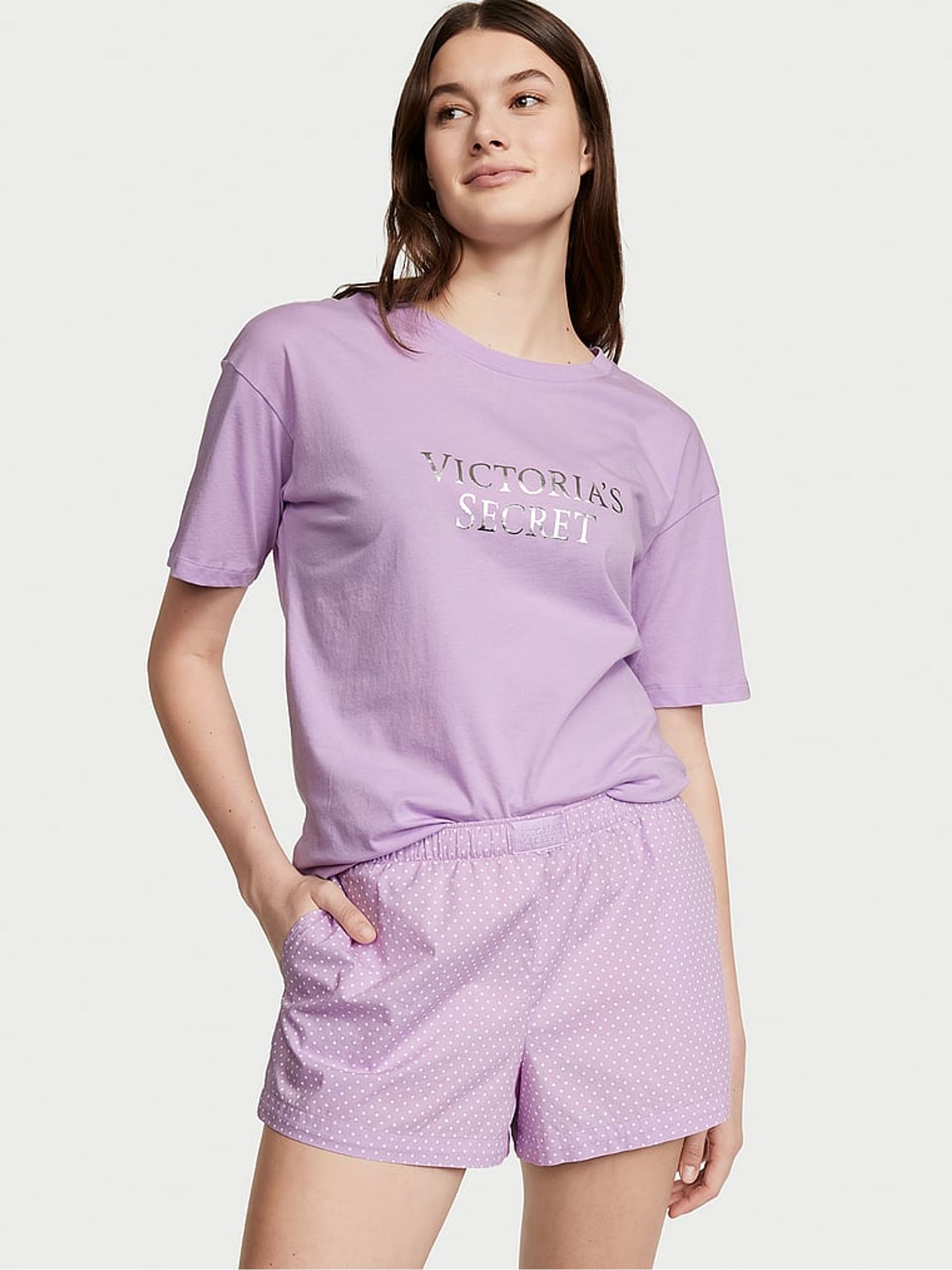 Unicorn Purple Mini Dots Cotton T-Shirt Short Pyjamas - Image 1 of 3