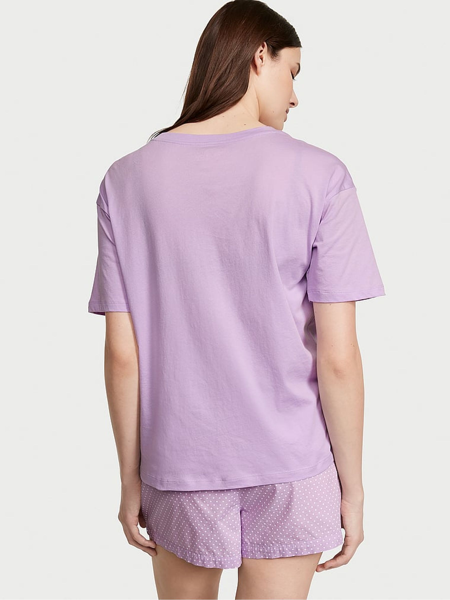 Unicorn Purple Mini Dots Cotton T-Shirt Short Pyjamas - Image 2 of 3