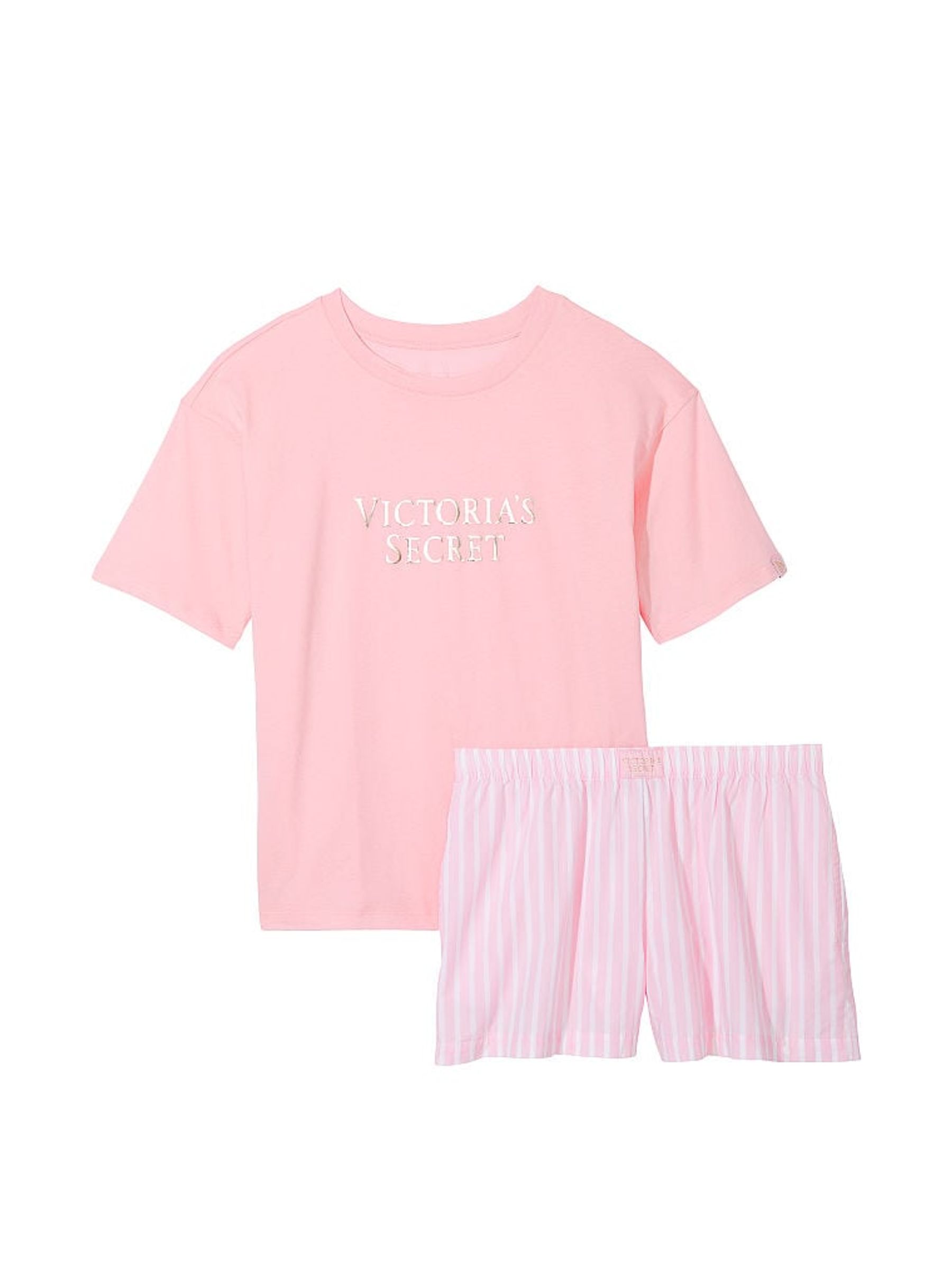 Pretty Blossom Pink Stripe Cotton T-Shirt Short Pyjamas - Image 3 of 3