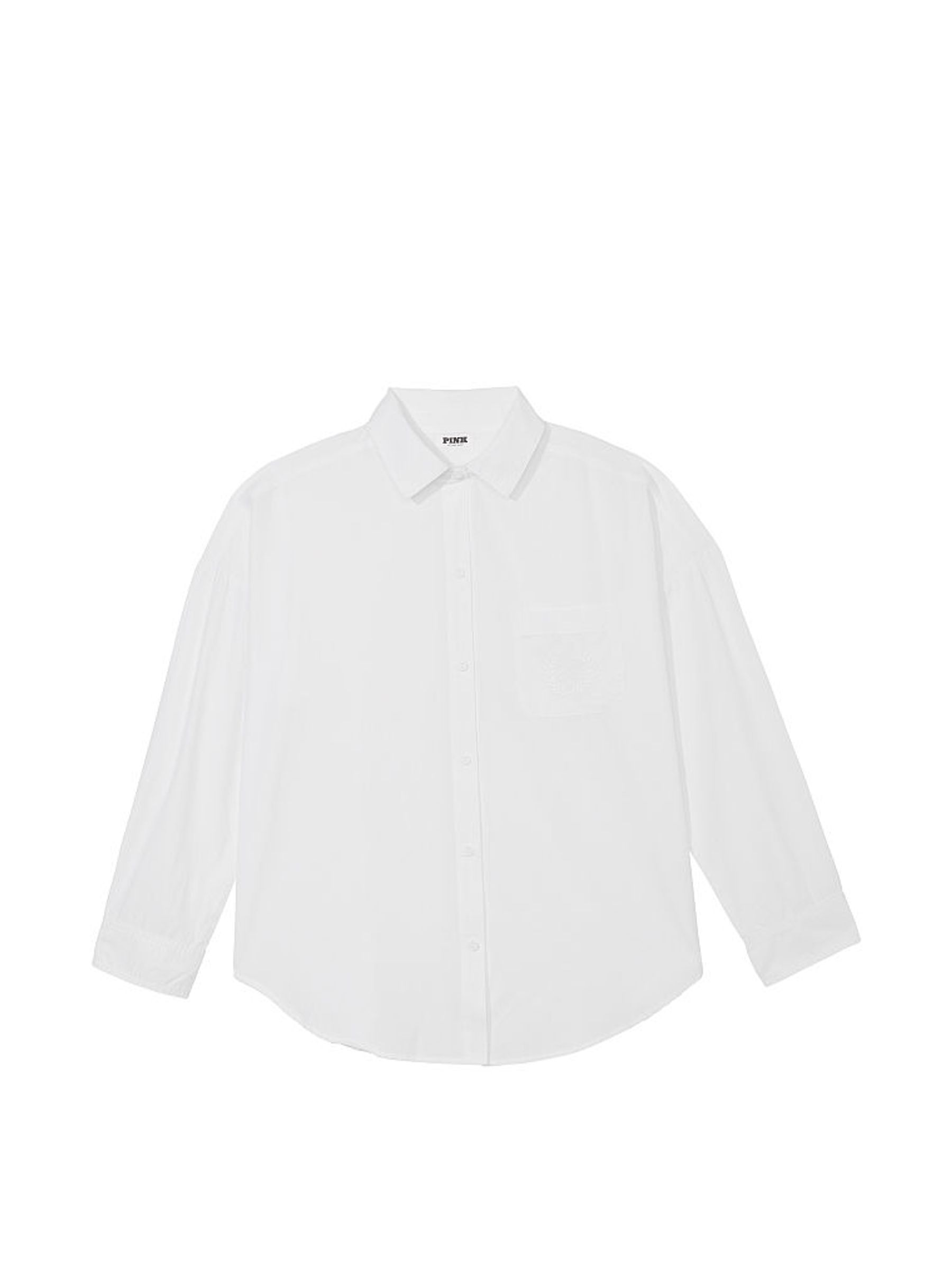 Optic White Cotton Oversized Long Sleeve Night Shirt - Image 3 of 3
