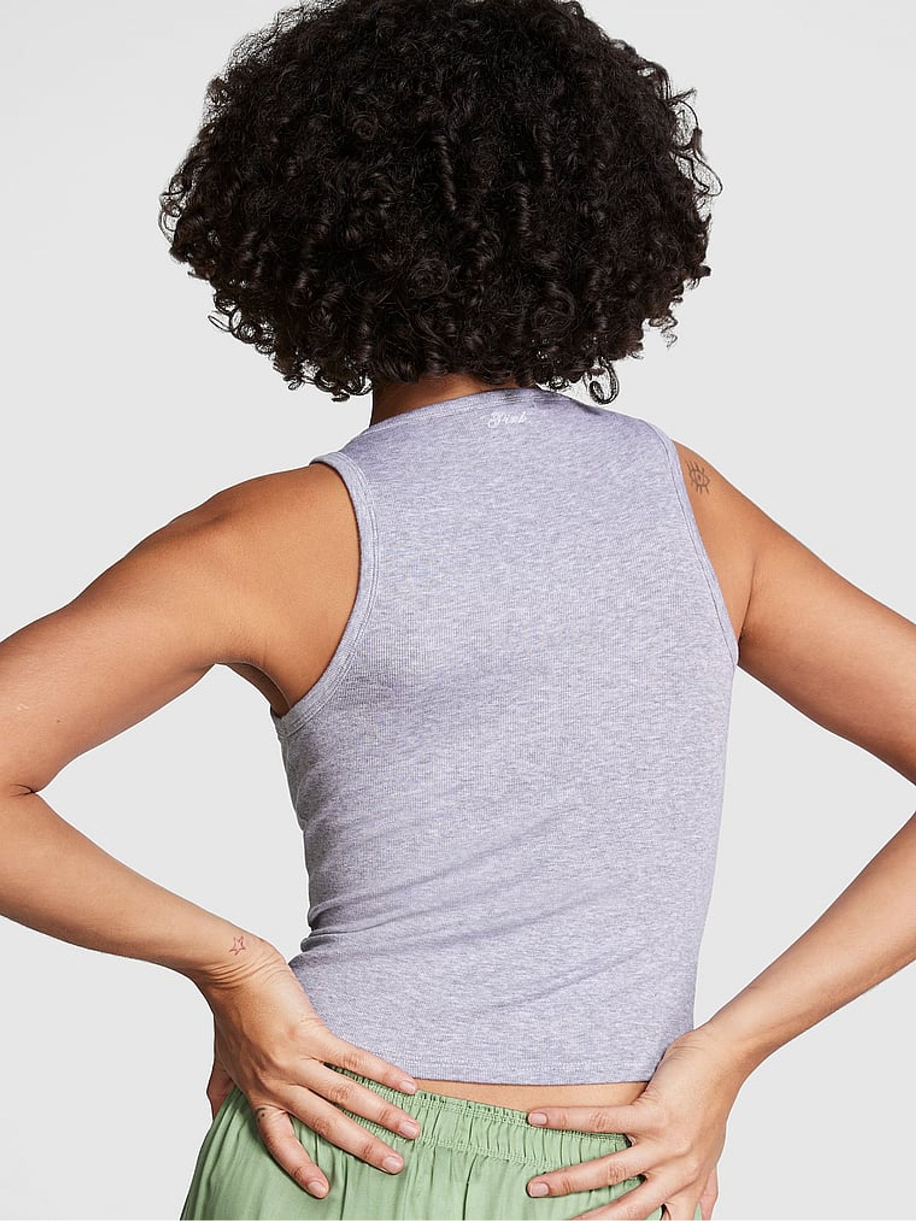 Grey Heather Modal Rib Pyjama Vest Top - Image 2 of 4