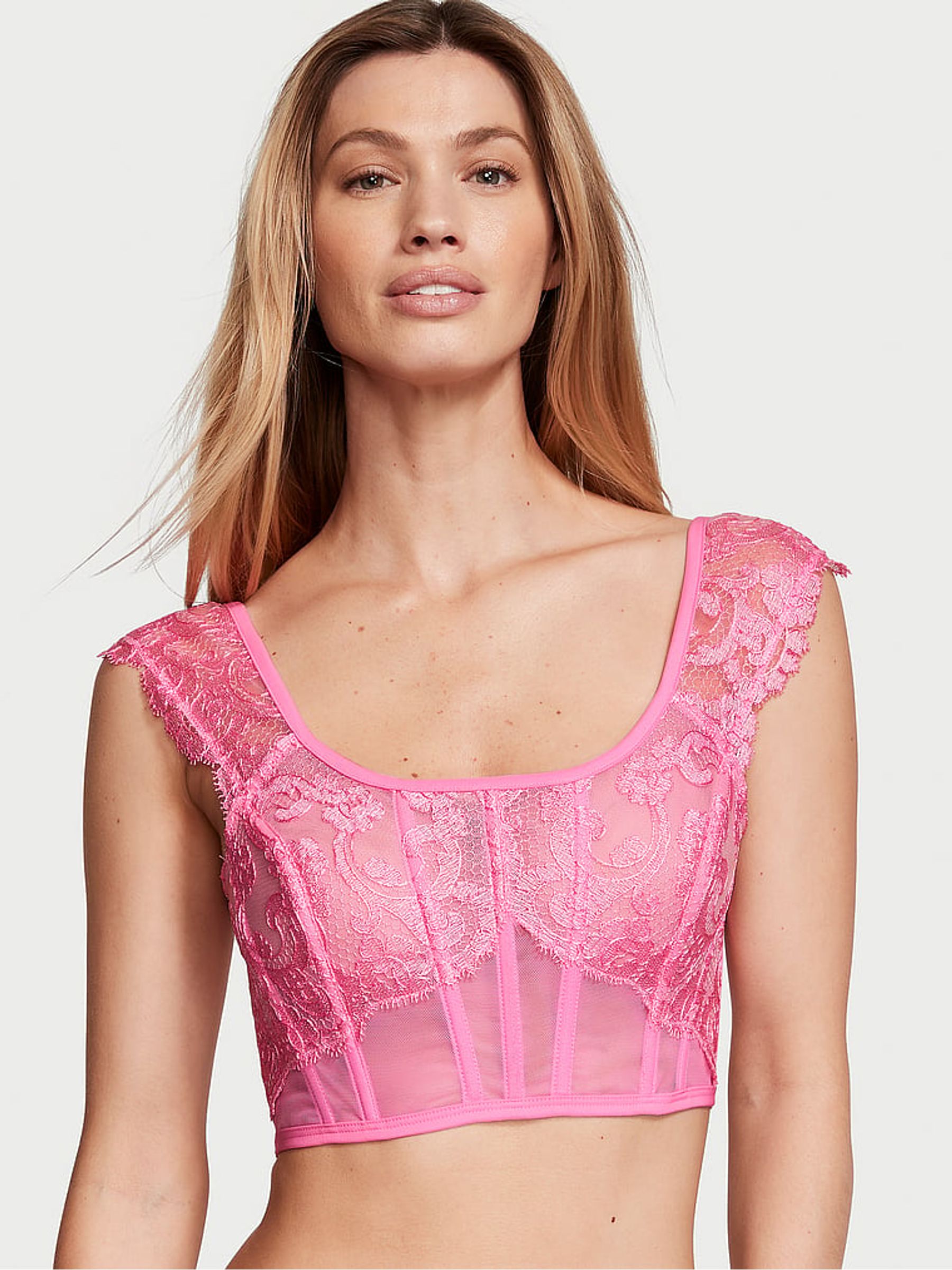 Tickled Pink Boho Floral Corset Bra Top - Image 1 of 3