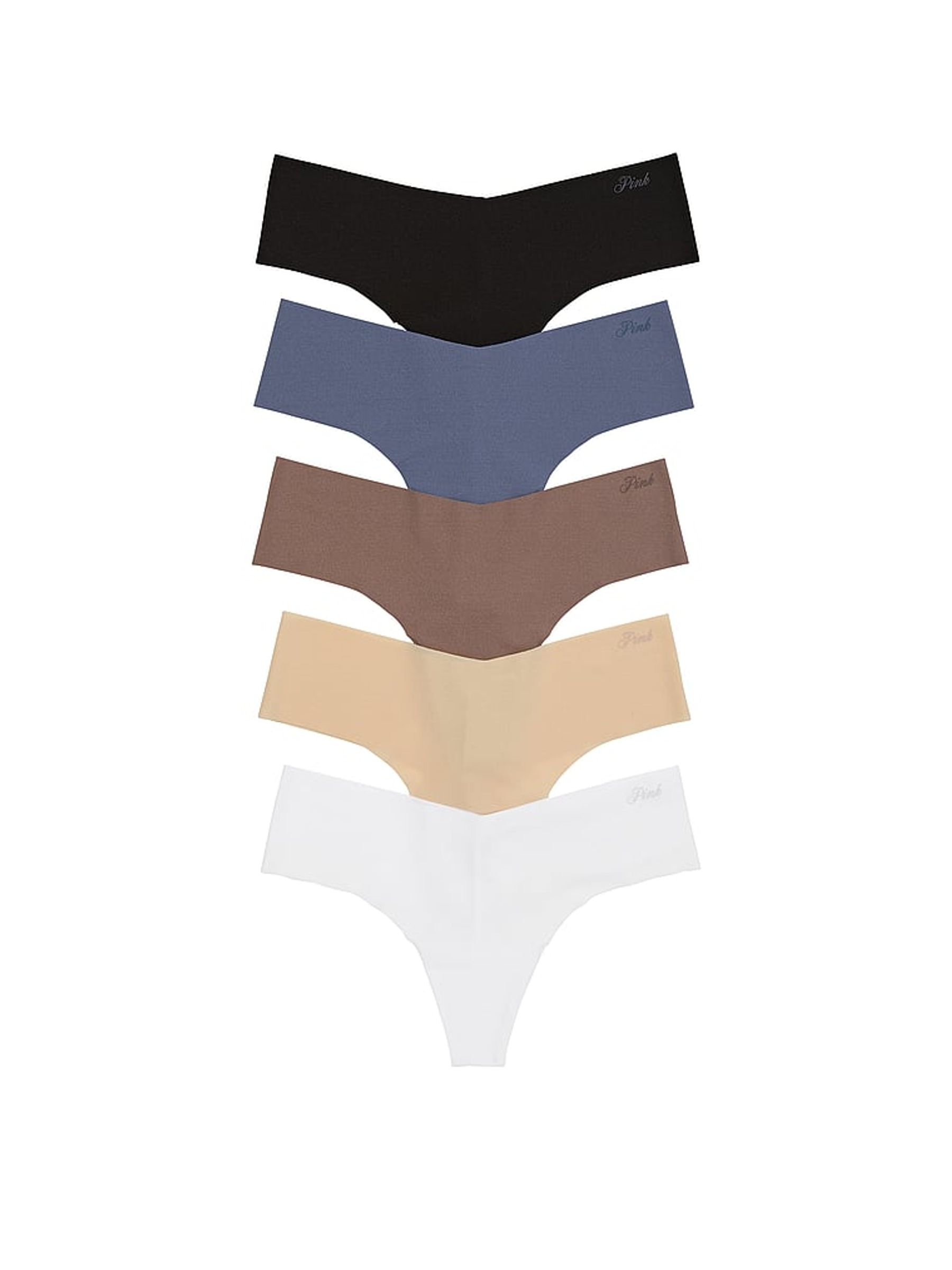 Black/Blue/Nude/White Thong 5 Pack Knickers - Image 1 of 1