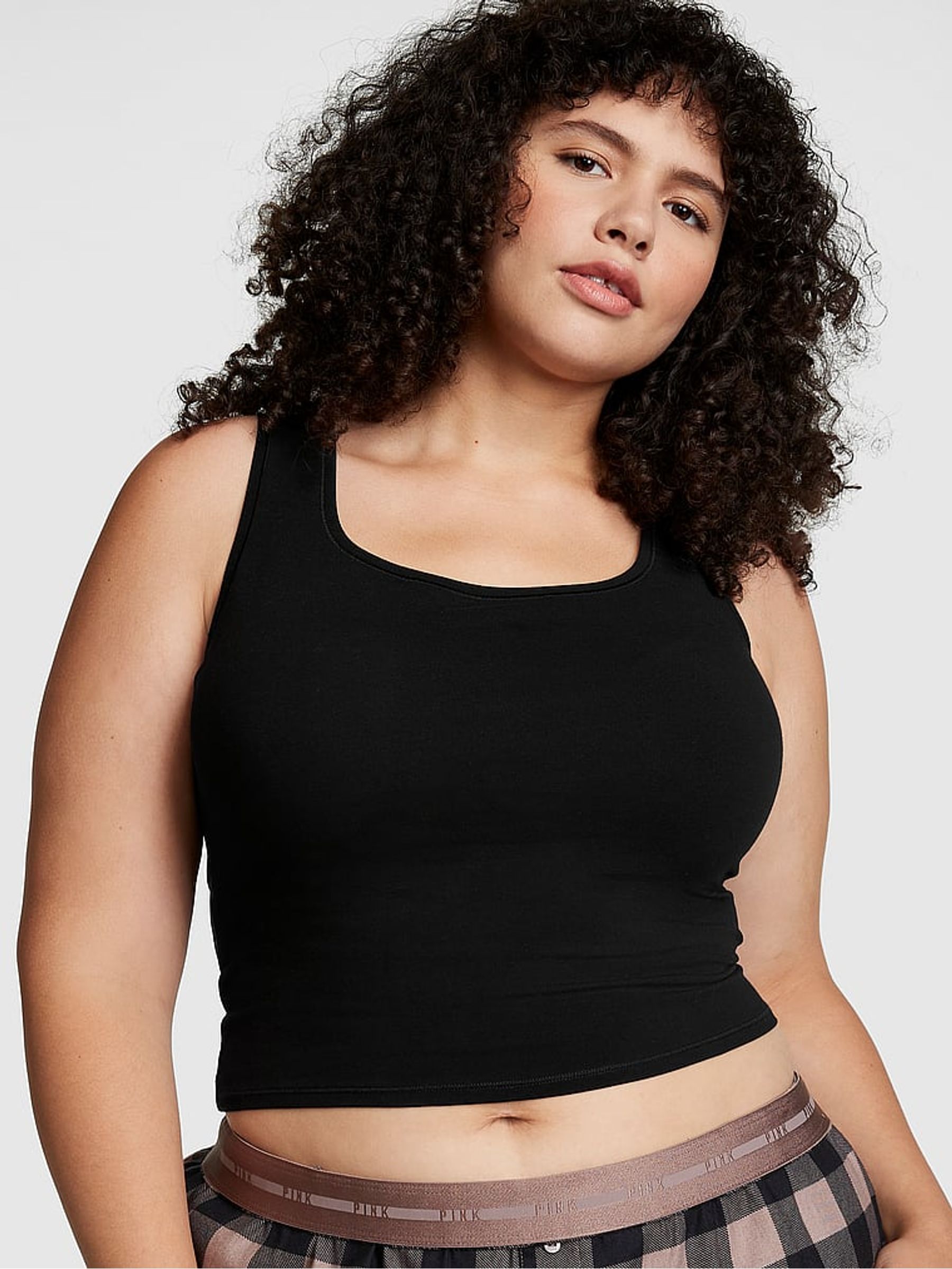 Pure Black Cotton Tank Top - Image 1 of 3