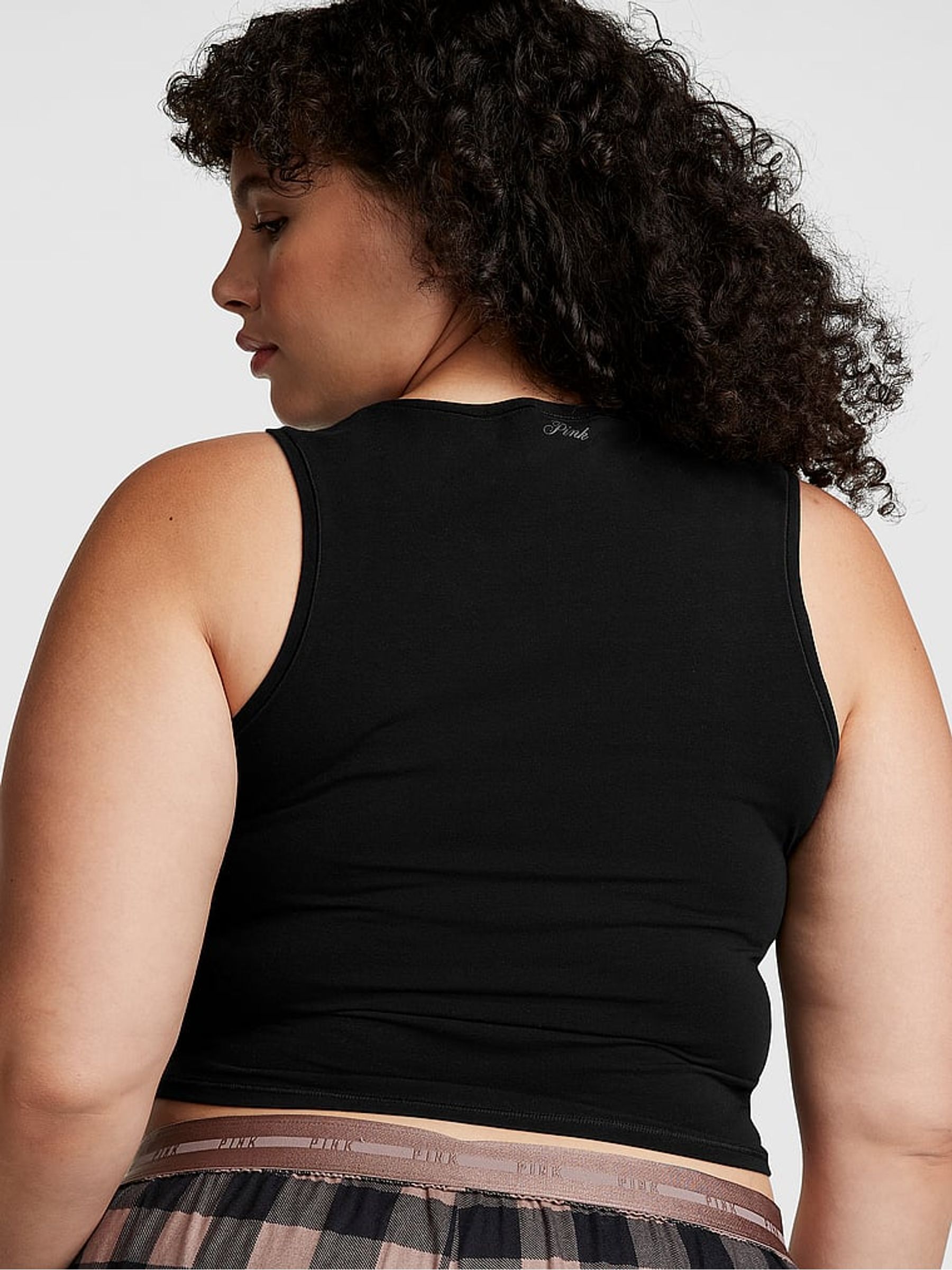 Pure Black Cotton Tank Top - Image 2 of 3