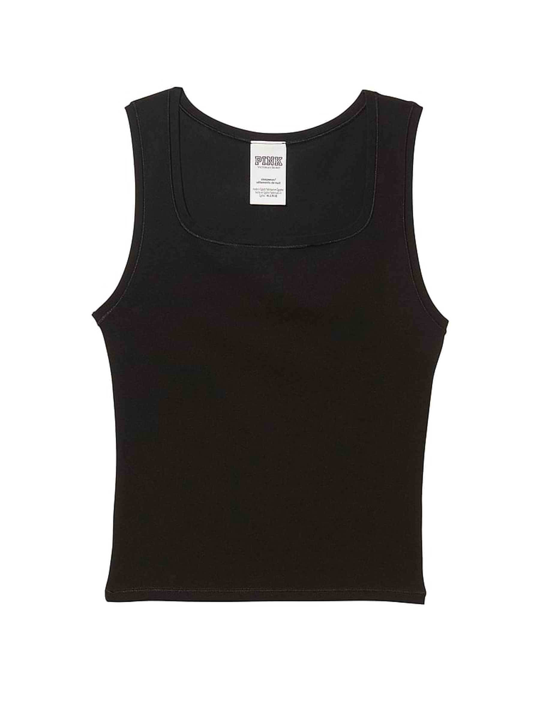Pure Black Cotton Tank Top - Image 3 of 3