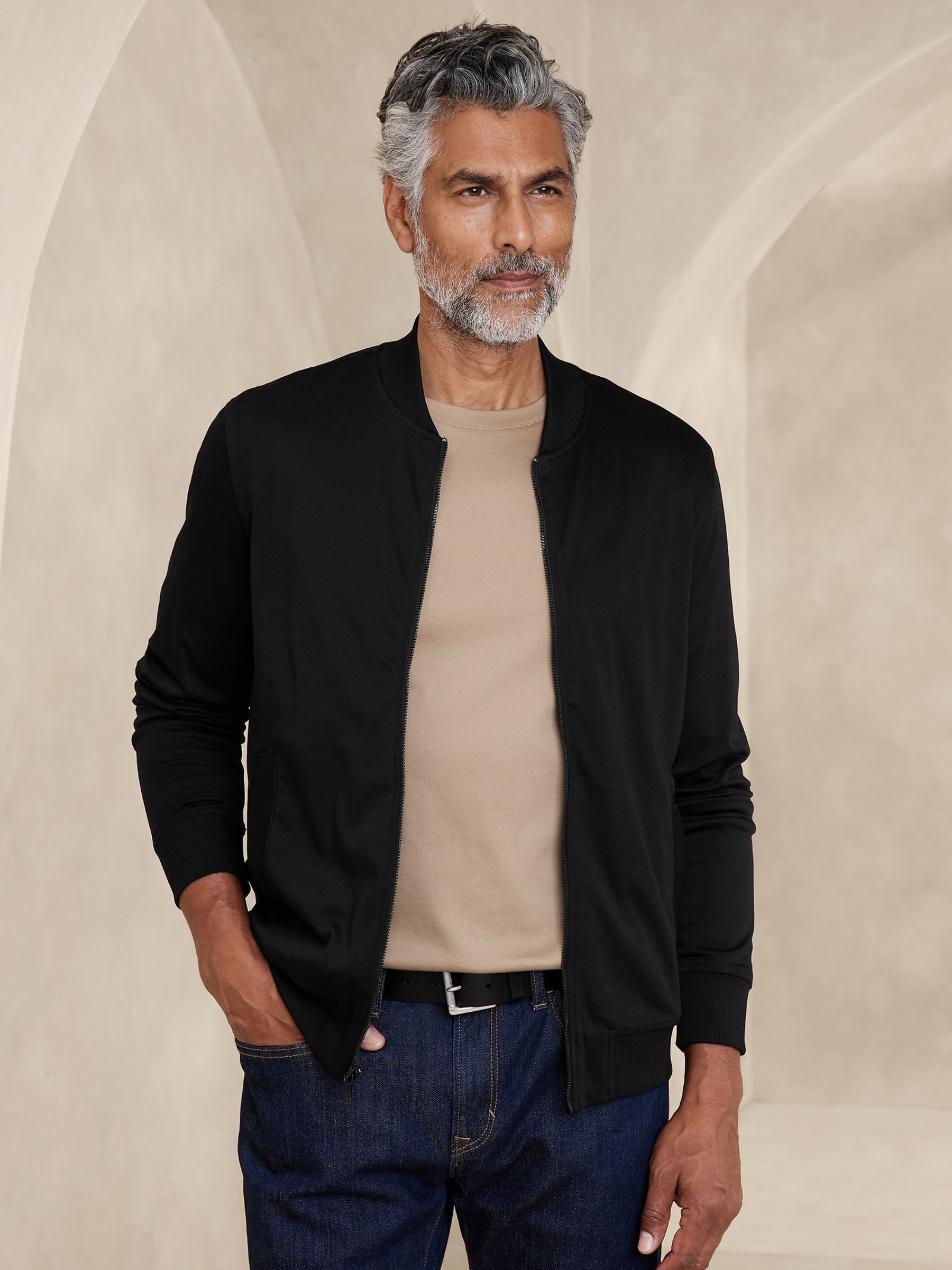 Banana Republic Black Soft Touch Bomber Jacket - Image 1 of 1