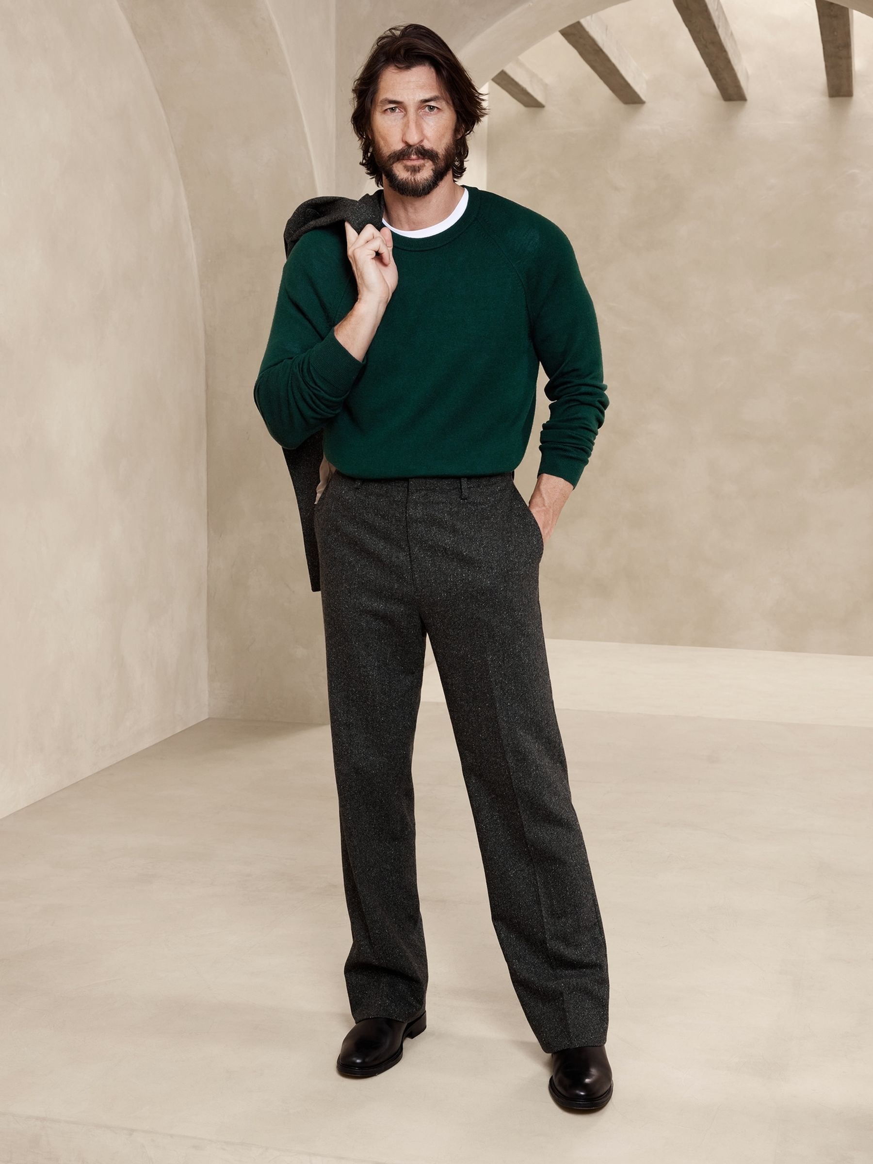 Banana Republic Green Franco Italian Merino Crew Neck Jumper - Image 1 of 3
