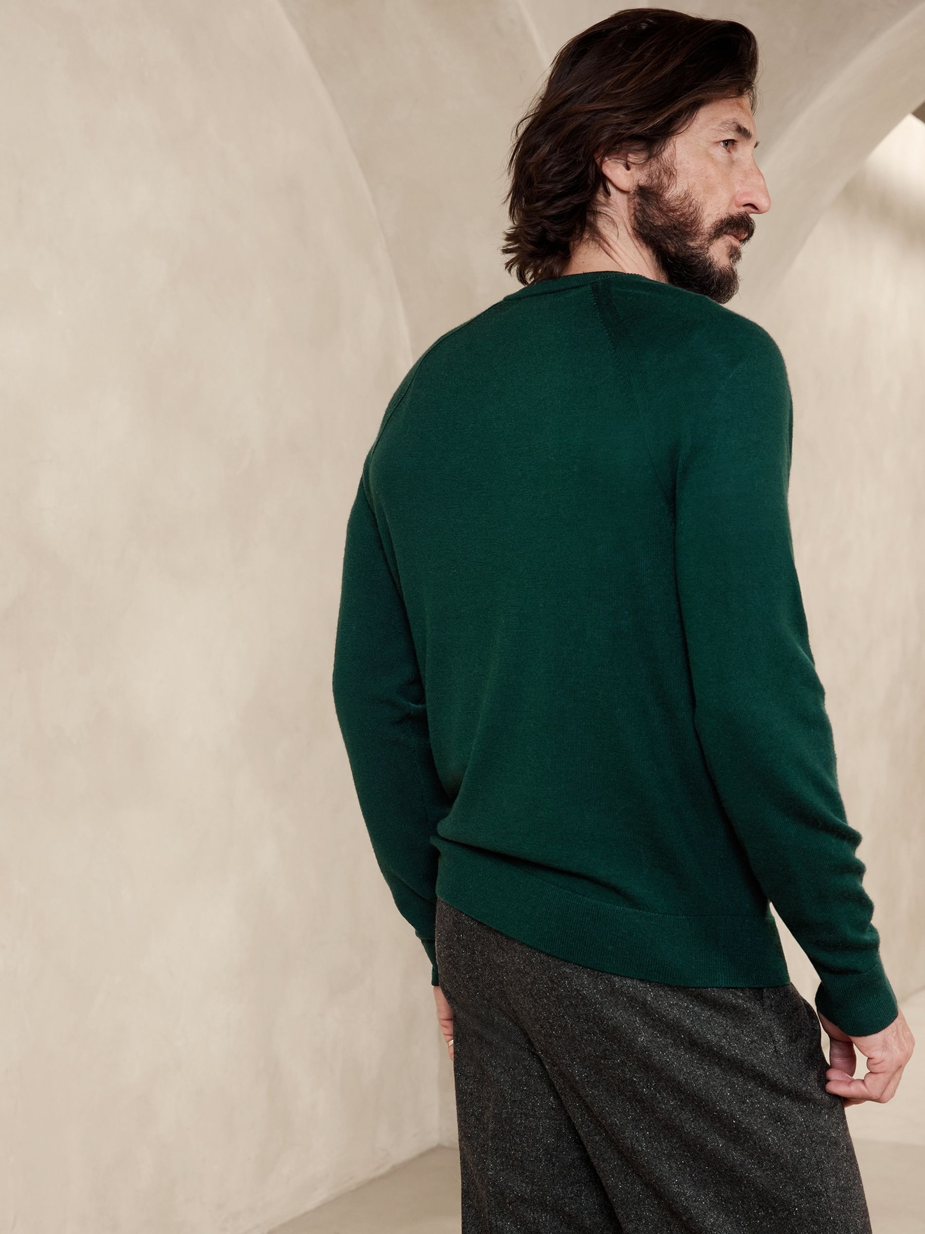 Banana Republic Green Franco Italian Merino Crew Neck Jumper - Image 2 of 3