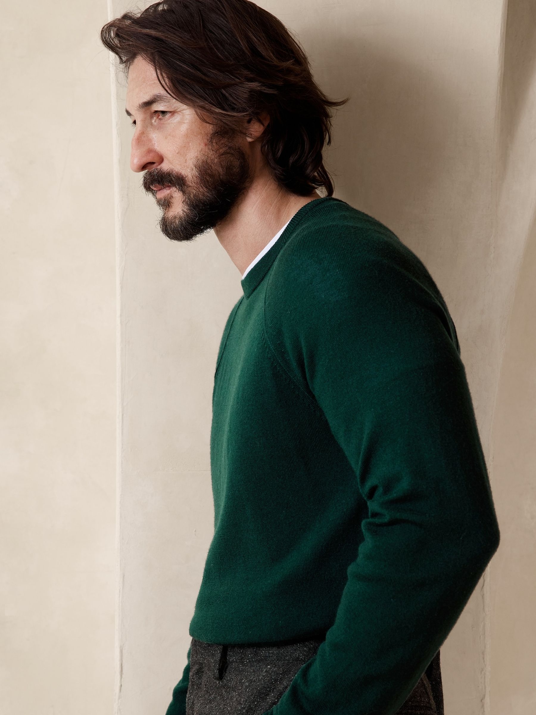 Banana Republic Green Franco Italian Merino Crew Neck Jumper - Image 3 of 3