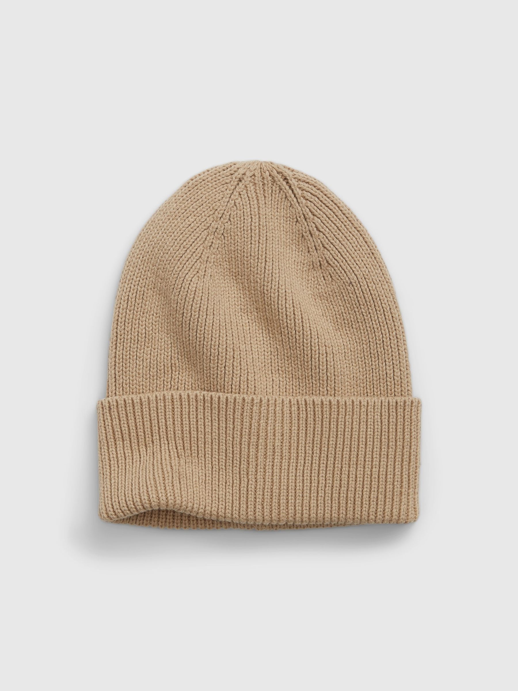 Beige Adults Organic Cotton Ribbed Beanie - Image 1 of 1