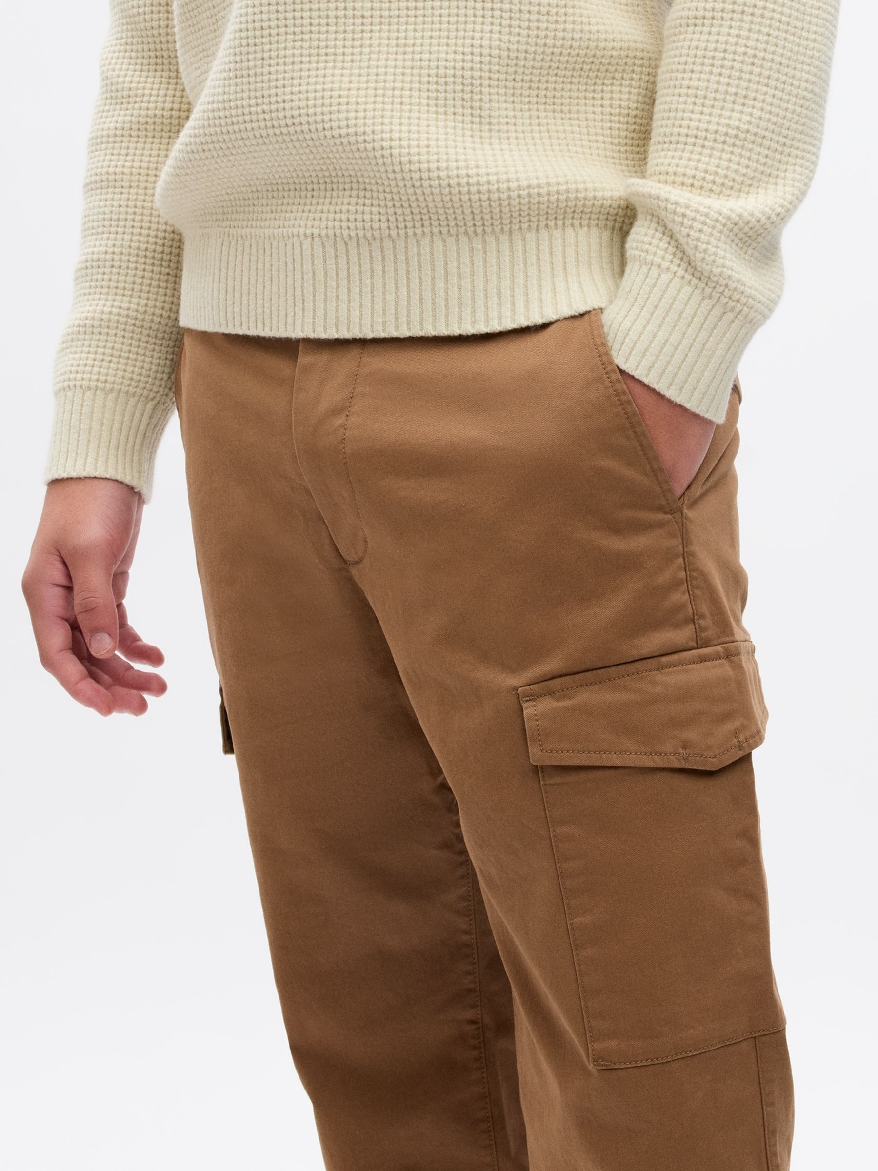 Brown Cargo Slim Fit Trousers - Image 3 of 4