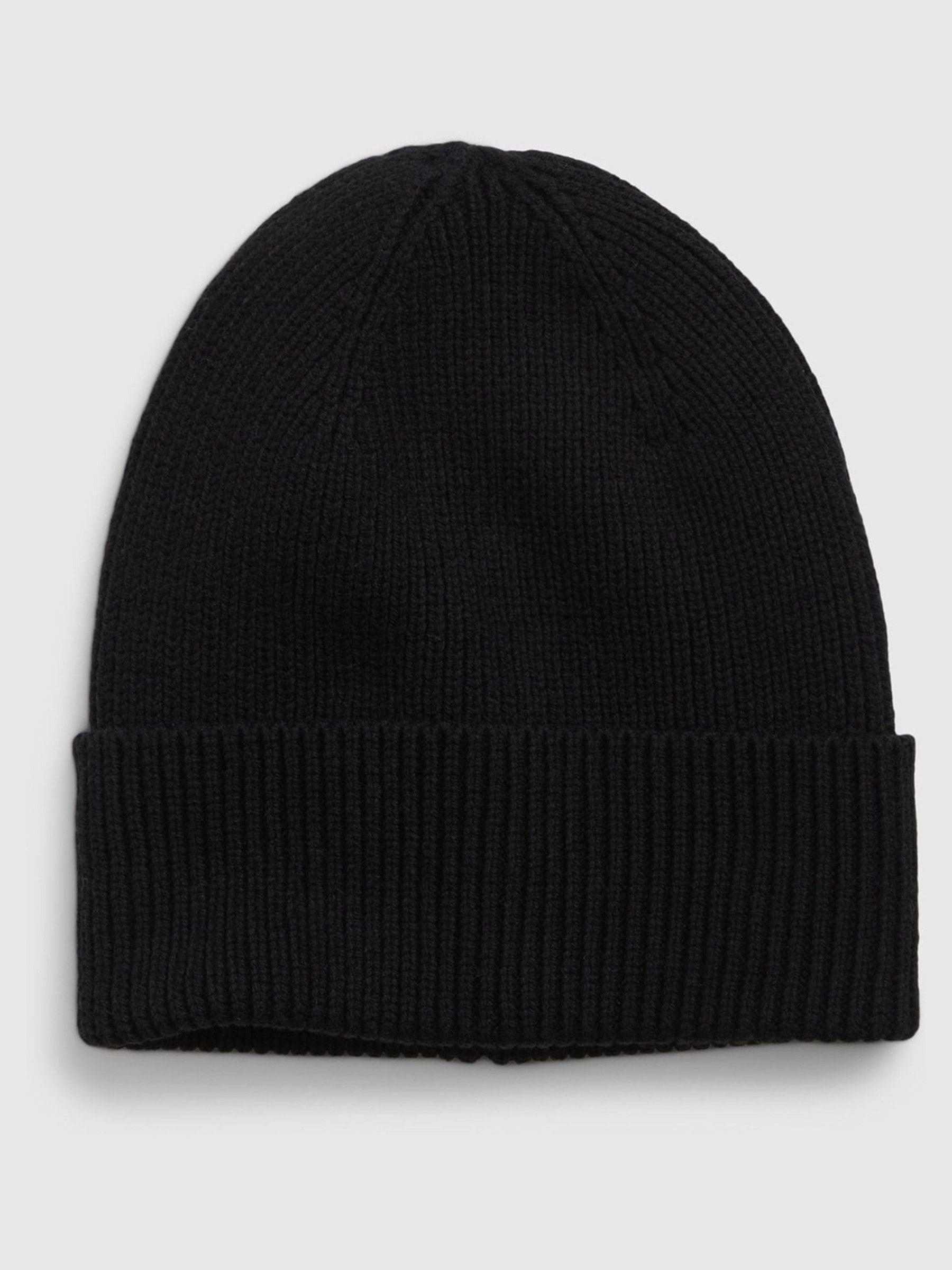 Black Adults Organic Cotton Ribbed Beanie - Image 1 of 1