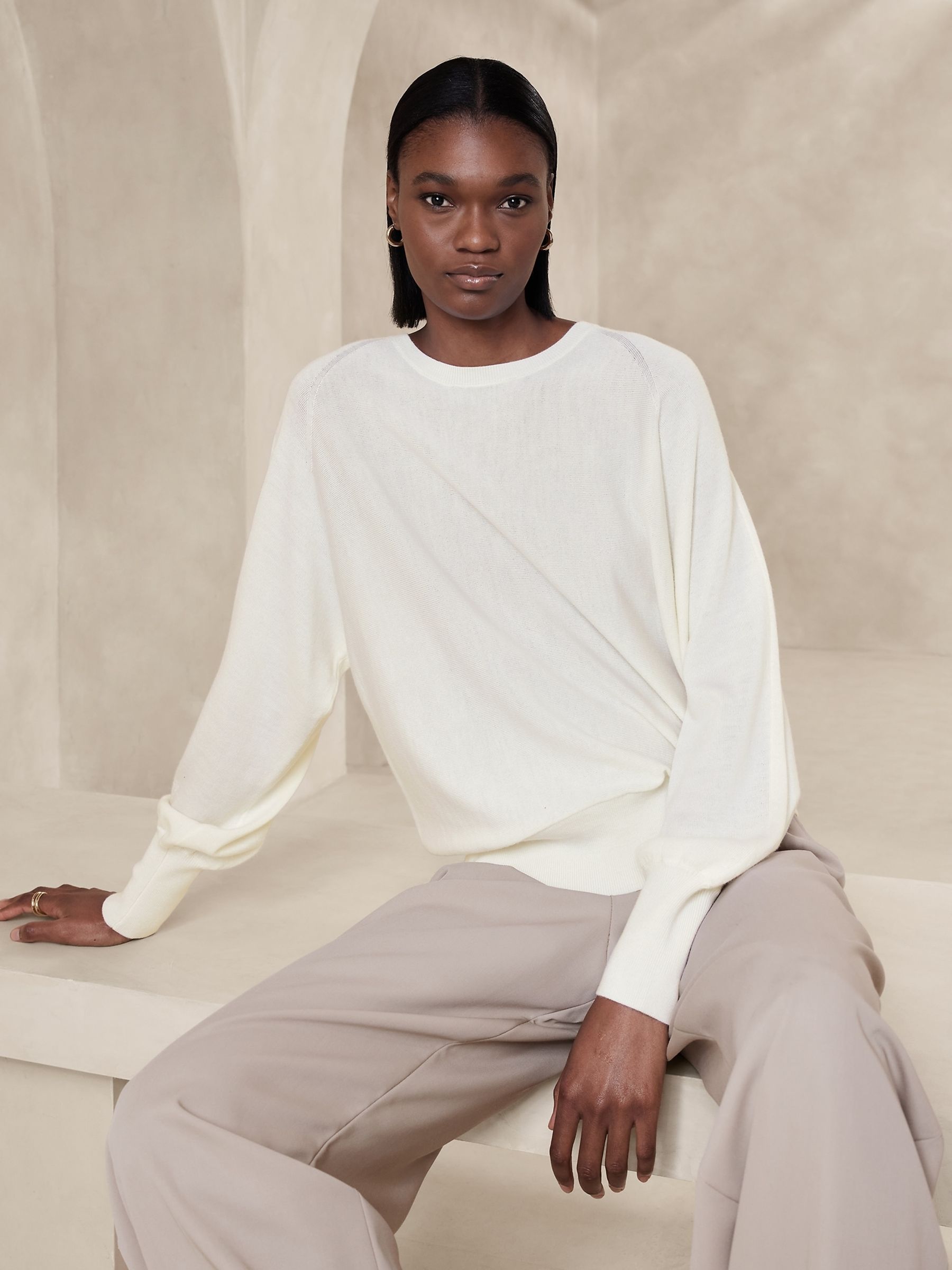 Banana Republic White Telma Merino Jumper - Image 1 of 4