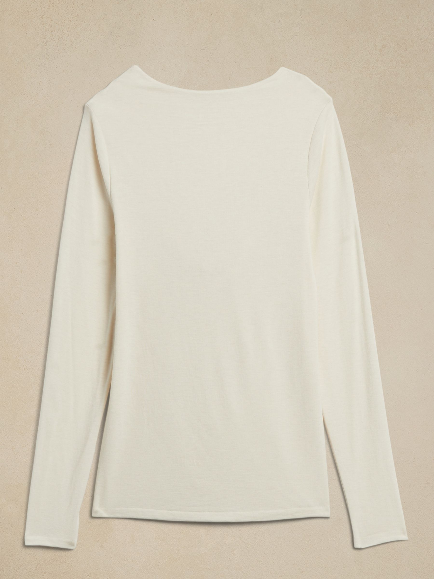 Banana Republic White Aleah Wool-Blend Long Sleeve Cowl Back Top - Image 4 of 4