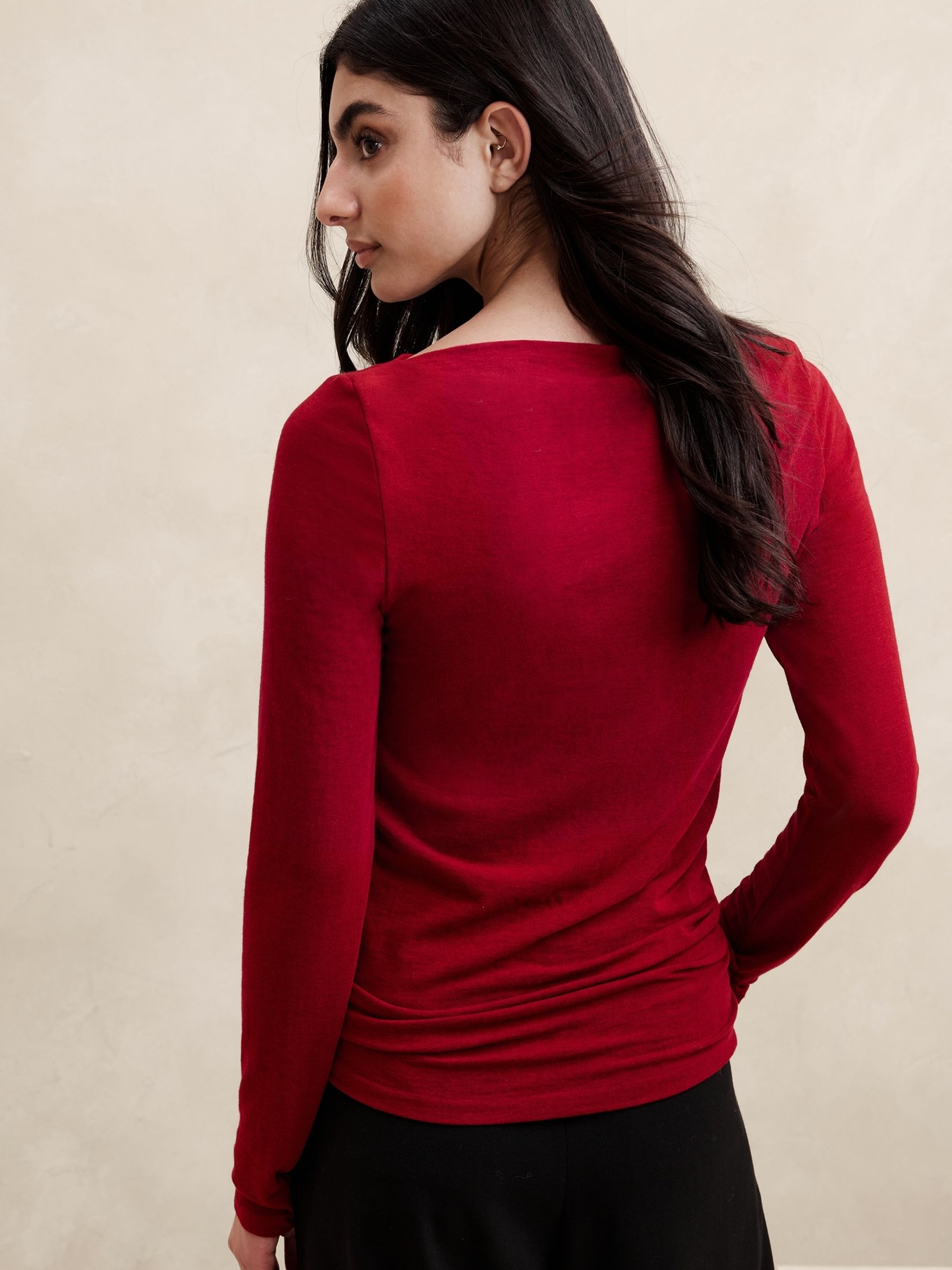 Banana Republic Red Aleah Boatneck Top - Image 2 of 3