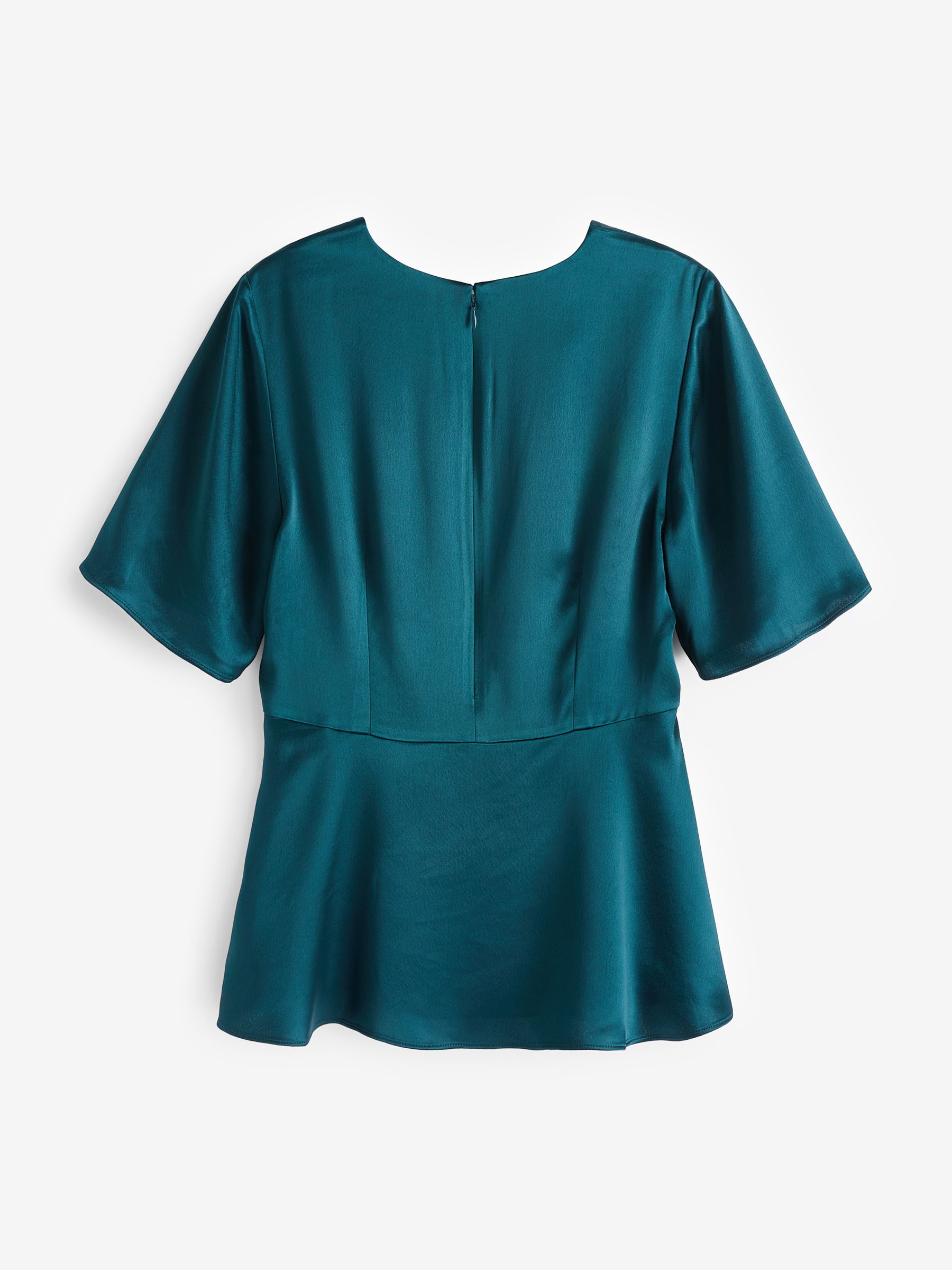 Banana Republic Blue Short Sleeve V Neck Ruched Waist Top - Image 2 of 3