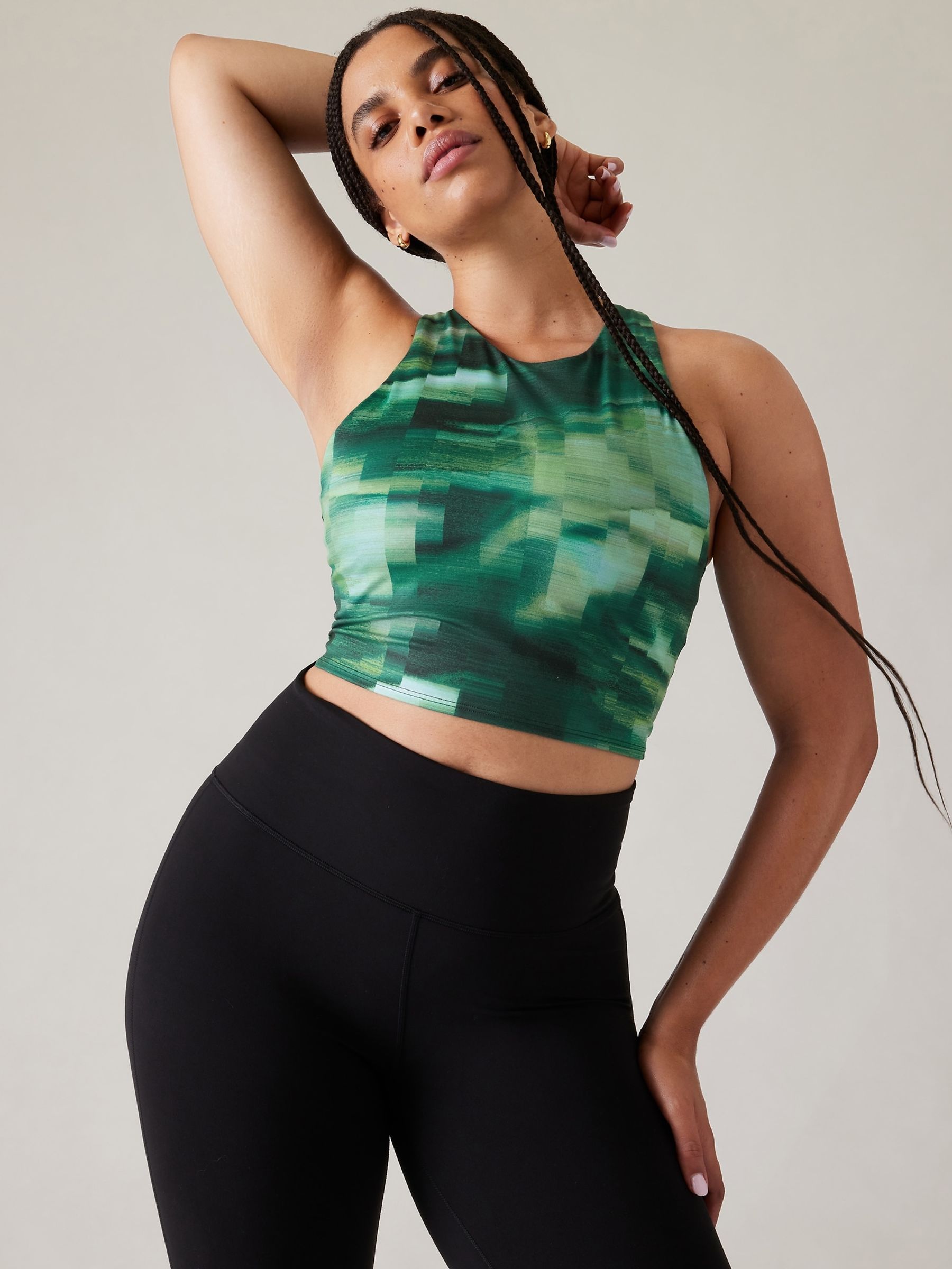 Athleta Dark Green A-C Cup Conscious Crop Low Impact Sports Bra - Image 3 of 5