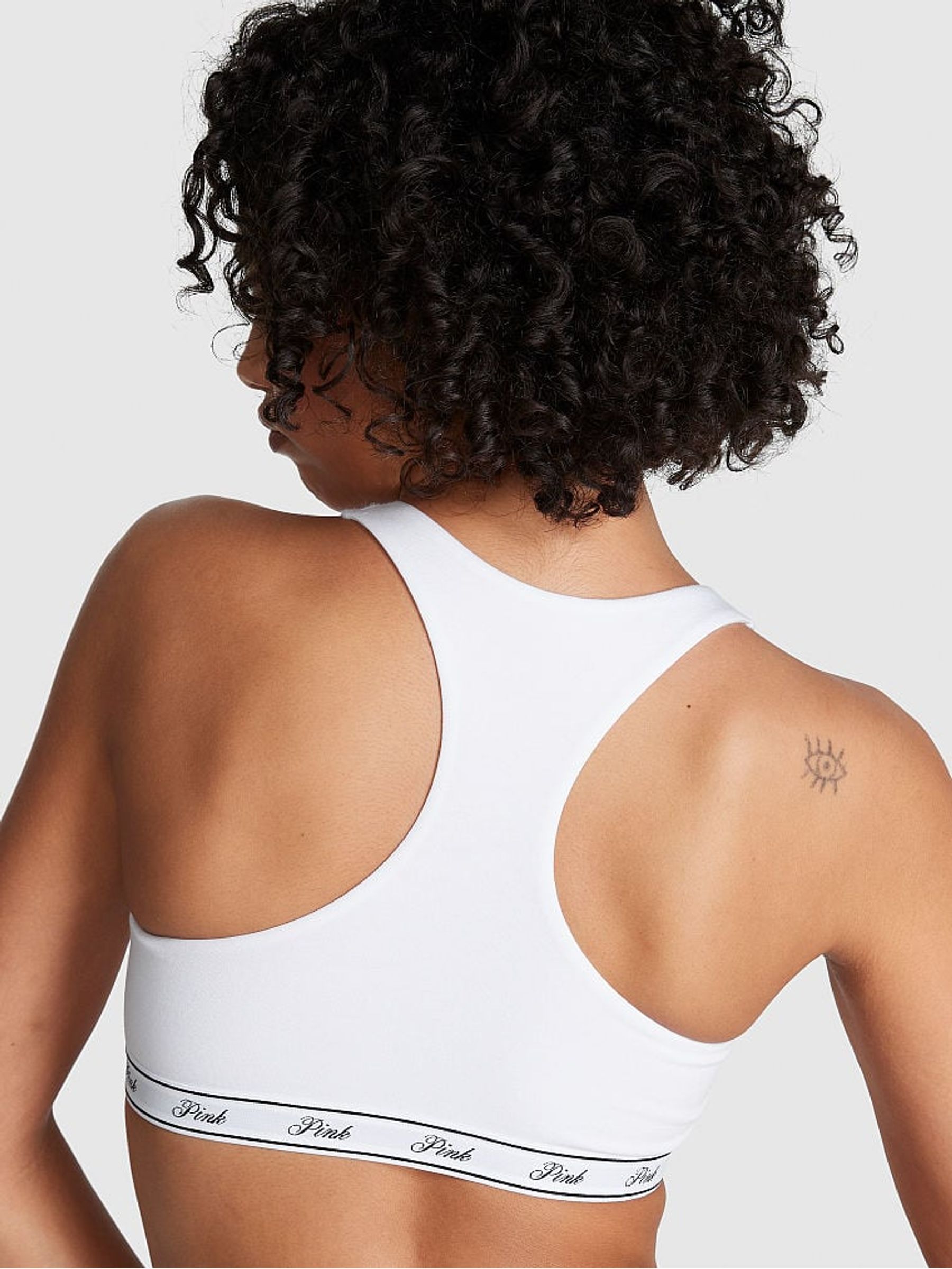 Optic White Cotton Racerback Scoop Low Impact Bralette - Image 2 of 3