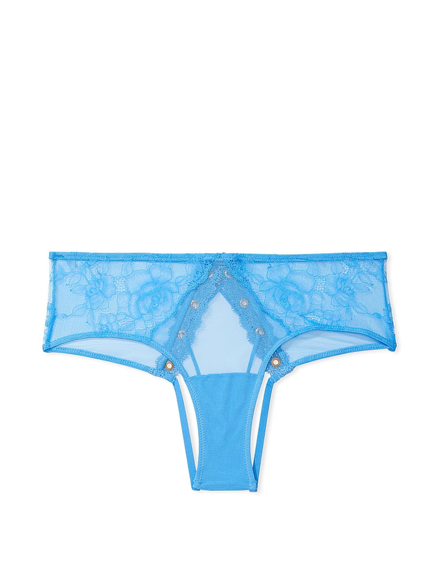 Capri Blue Crotchless Cheeky Eyelet Lace Knickers - Image 3 of 3