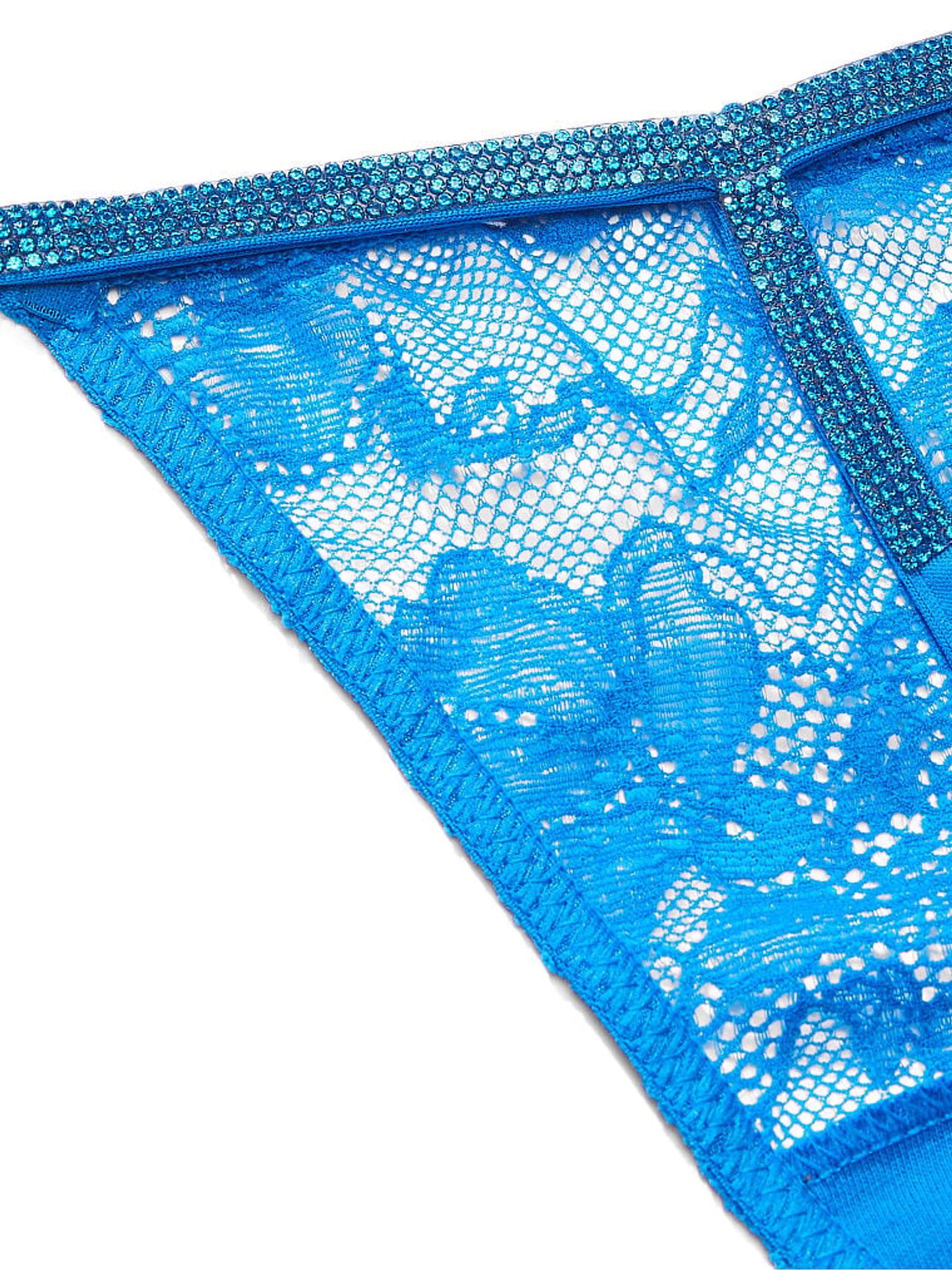 Shocking Blue Lace G String Shine Strap Knickers - Image 4 of 4
