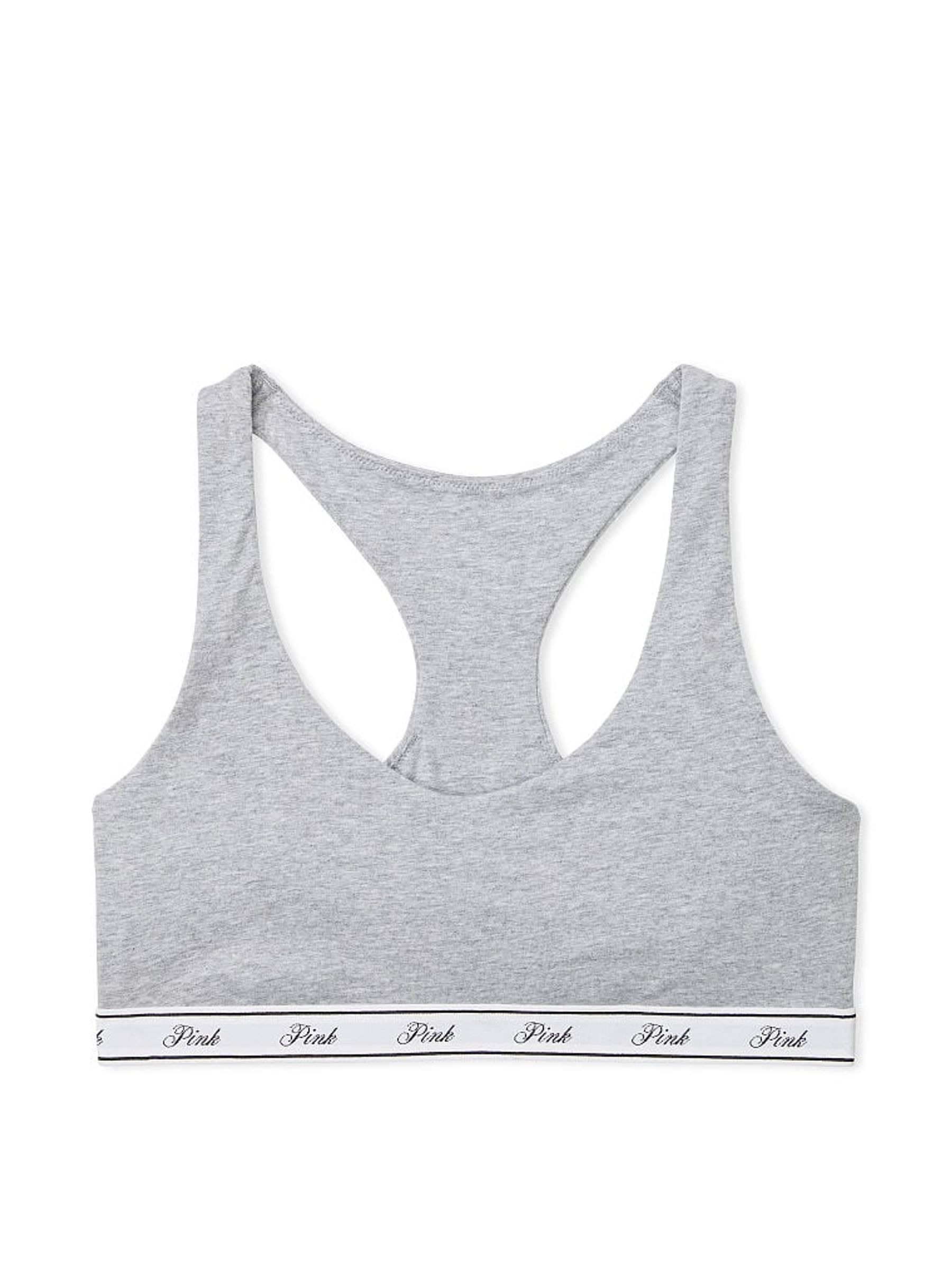 Grey Heather Cotton Racerback Scoop Low Impact Bralette - Image 3 of 3