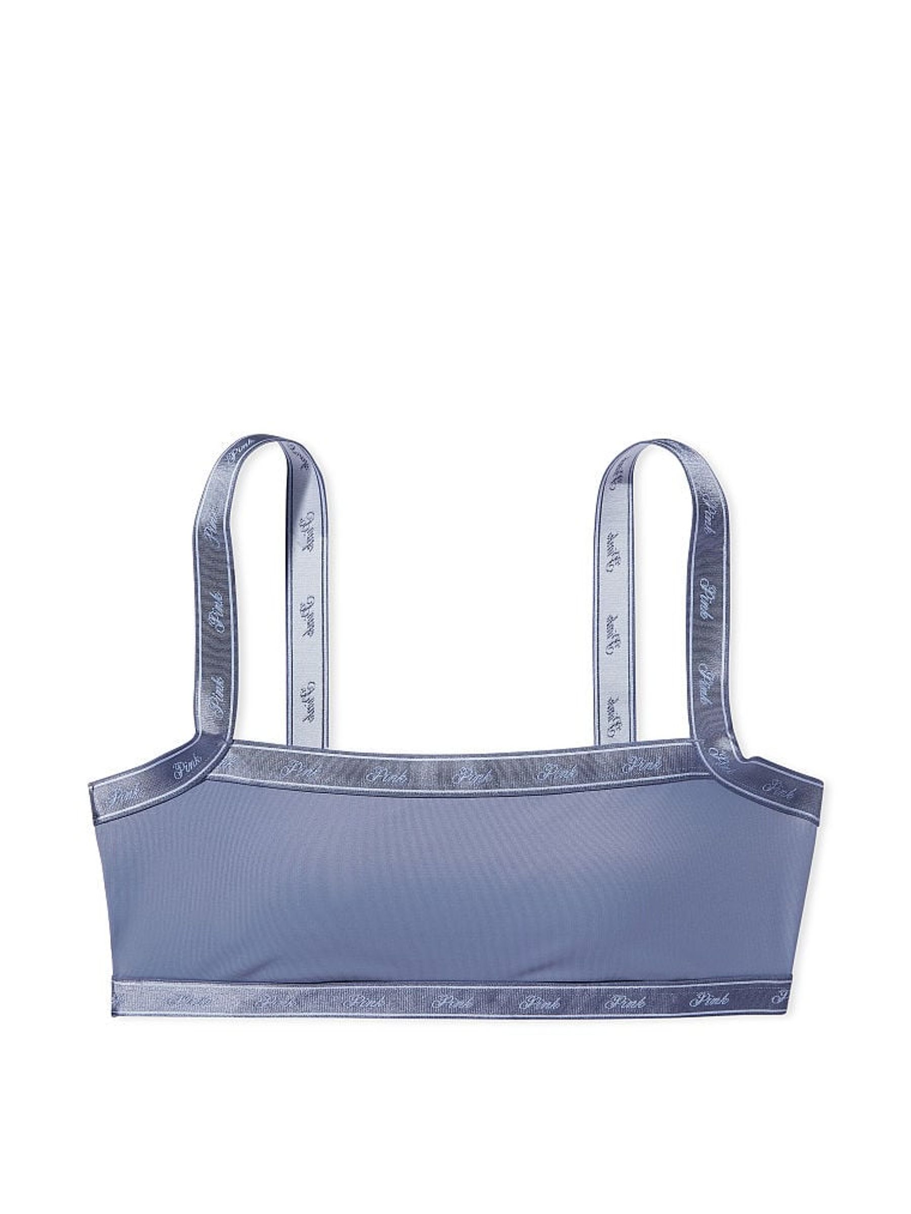 Blue Dusty Iris Soft Stretch Logo Scoop Bralette - Image 4 of 4